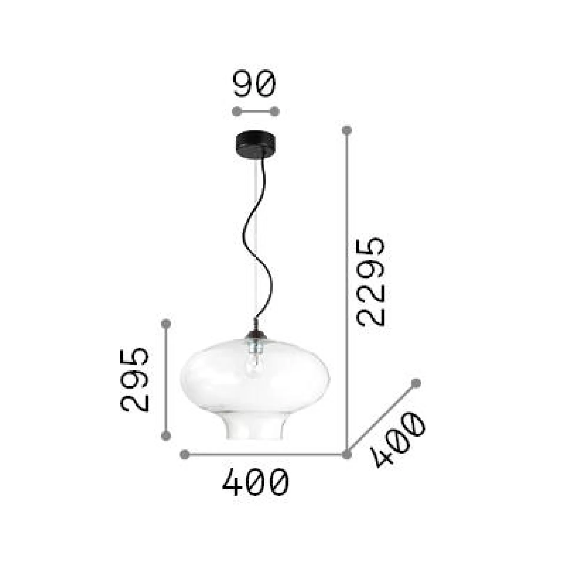 Dmora Lampade A Sospensione<Ideal-Lux - Lampada a sospensione BISTRO' SP1 ROUND FUME', 40 x 40 x h55 cm,
