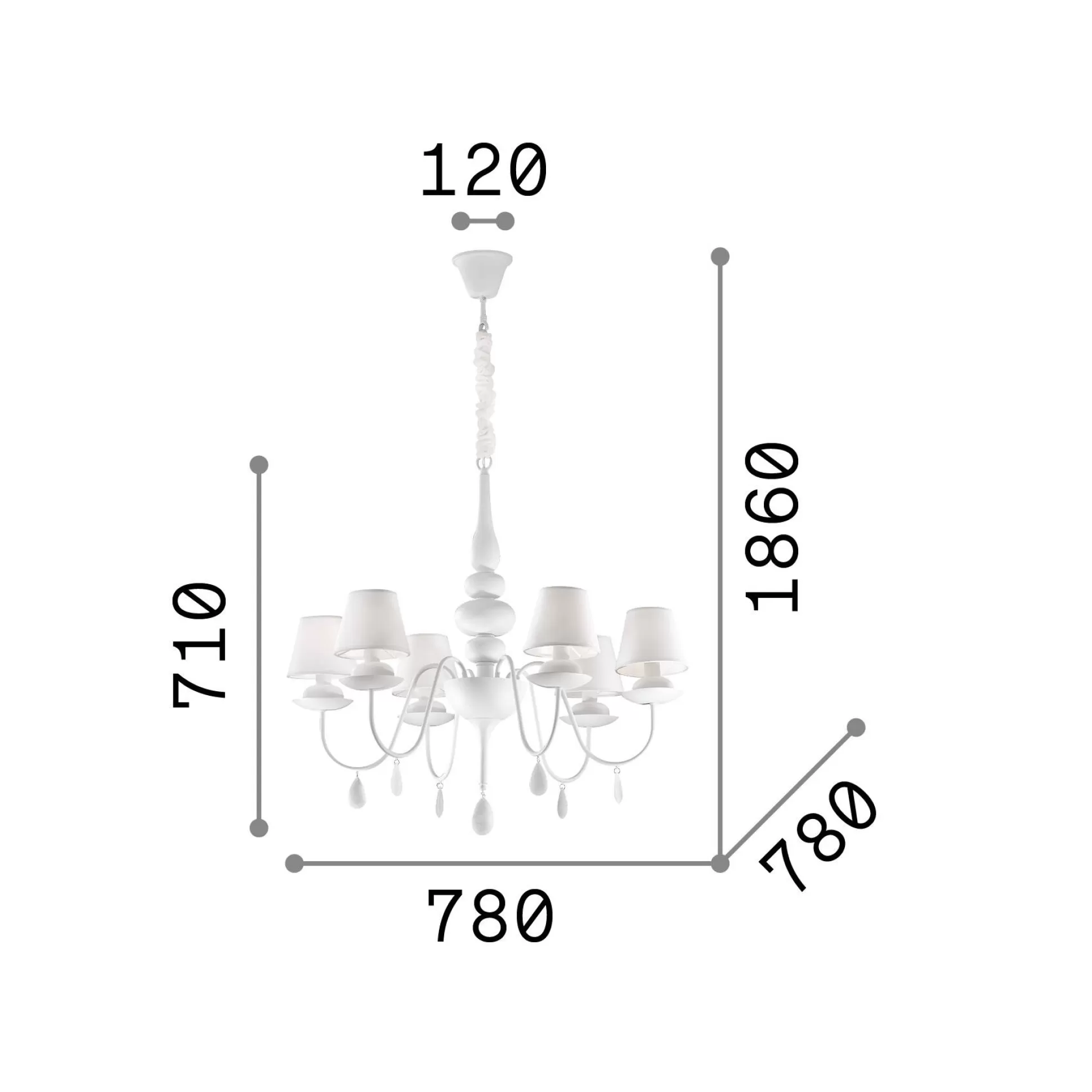 Dmora Lampade A Sospensione<Ideal-Lux - Lampada a sospensione BLANCHE SP6 , 78 x 78 x h96 cm,