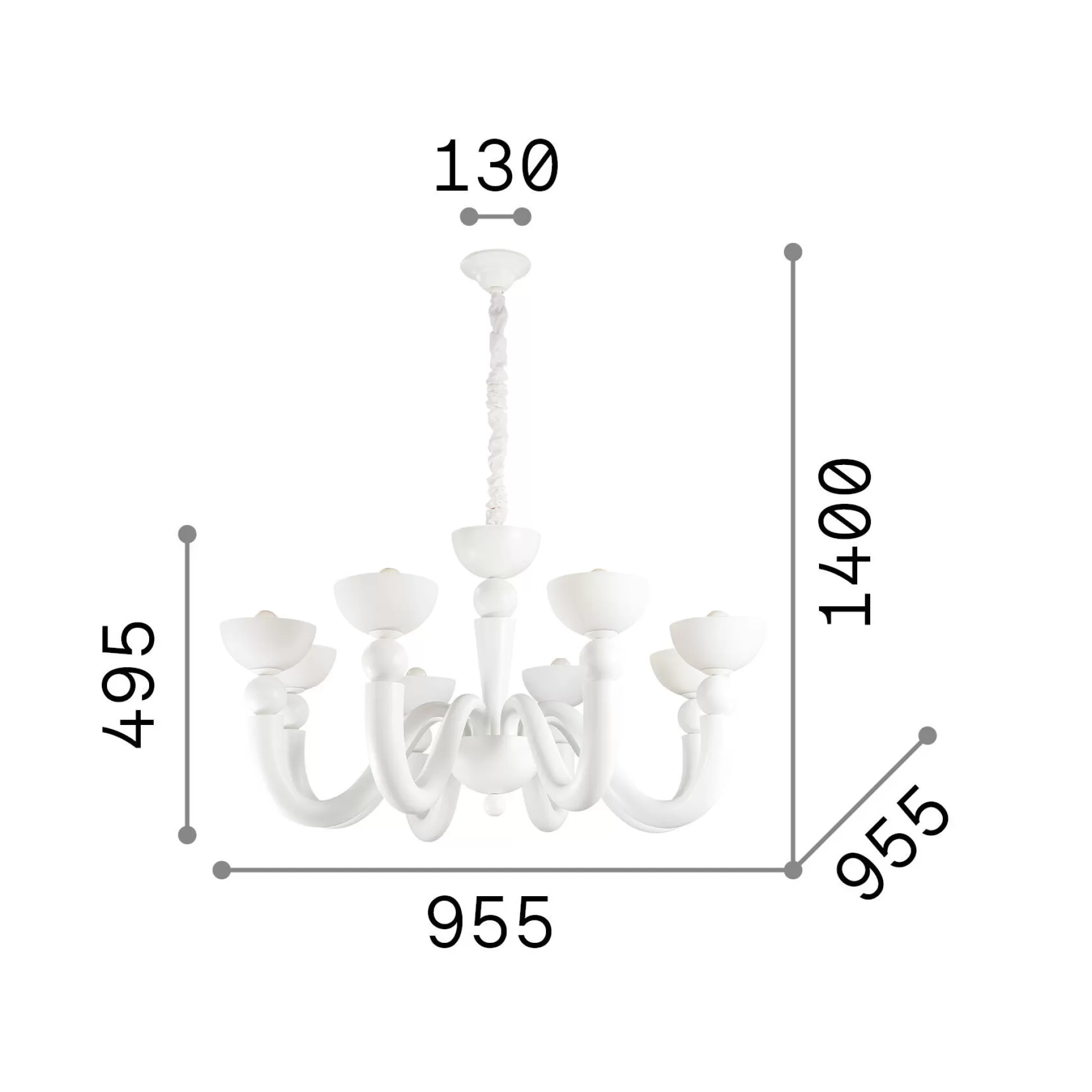 Dmora Lampade A Sospensione<Ideal-Lux - Lampada a sospensione BON BON SP8 , 96 x 96 x h75 cm,