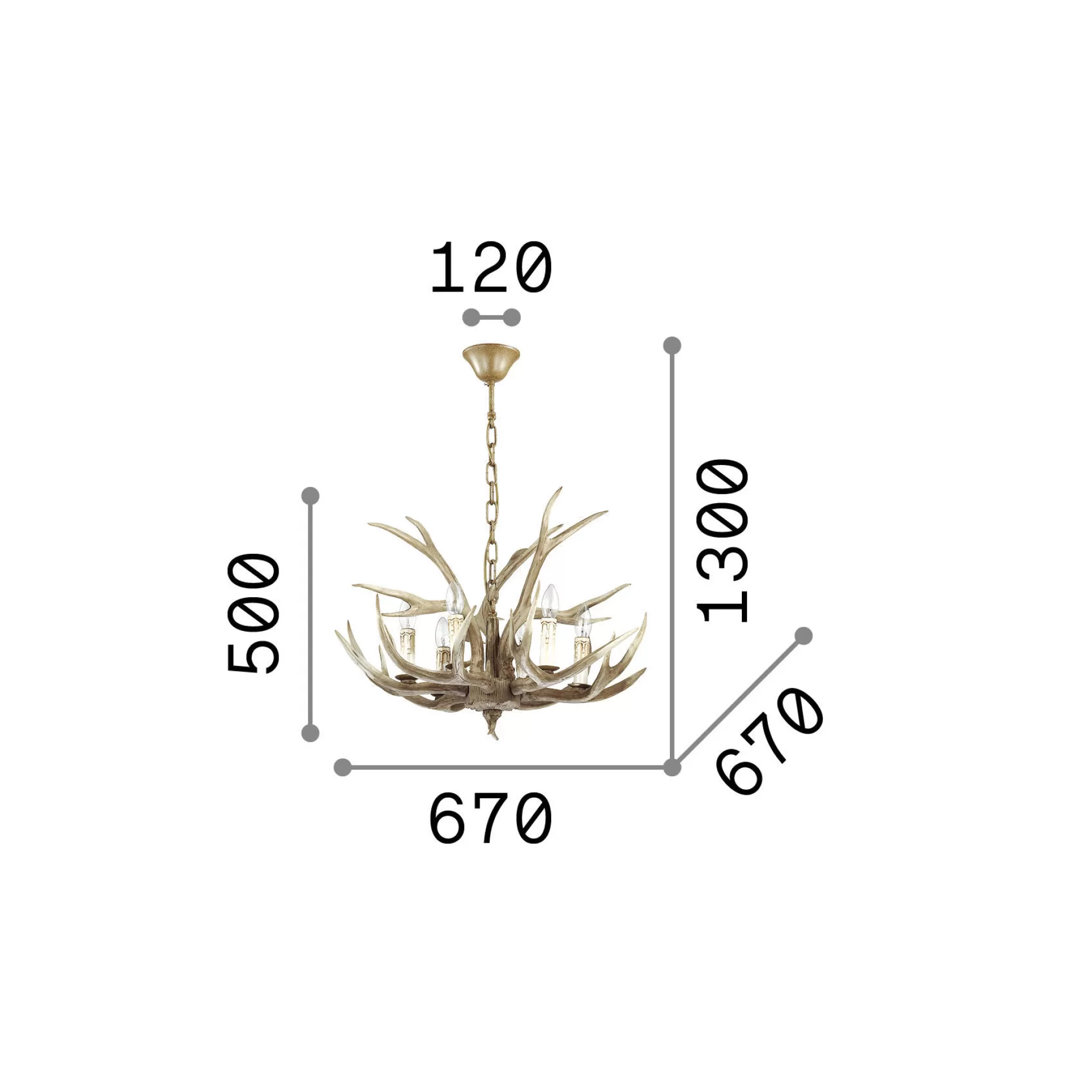 Dmora Lampade A Sospensione<Ideal-Lux - Lampada a sospensione CHALET SP6, 67 x 67 x h75 cm,