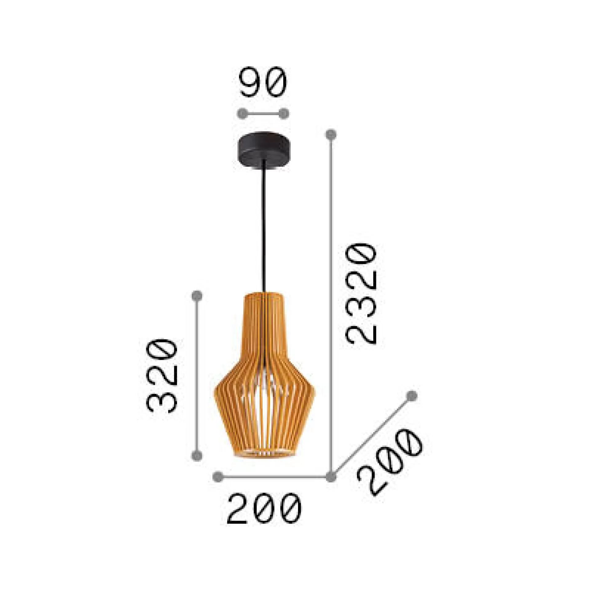 Dmora Lampade A Sospensione<Ideal-Lux - Lampada a sospensione CITRUS-1 SP1, 20 x 20 x h57 cm,