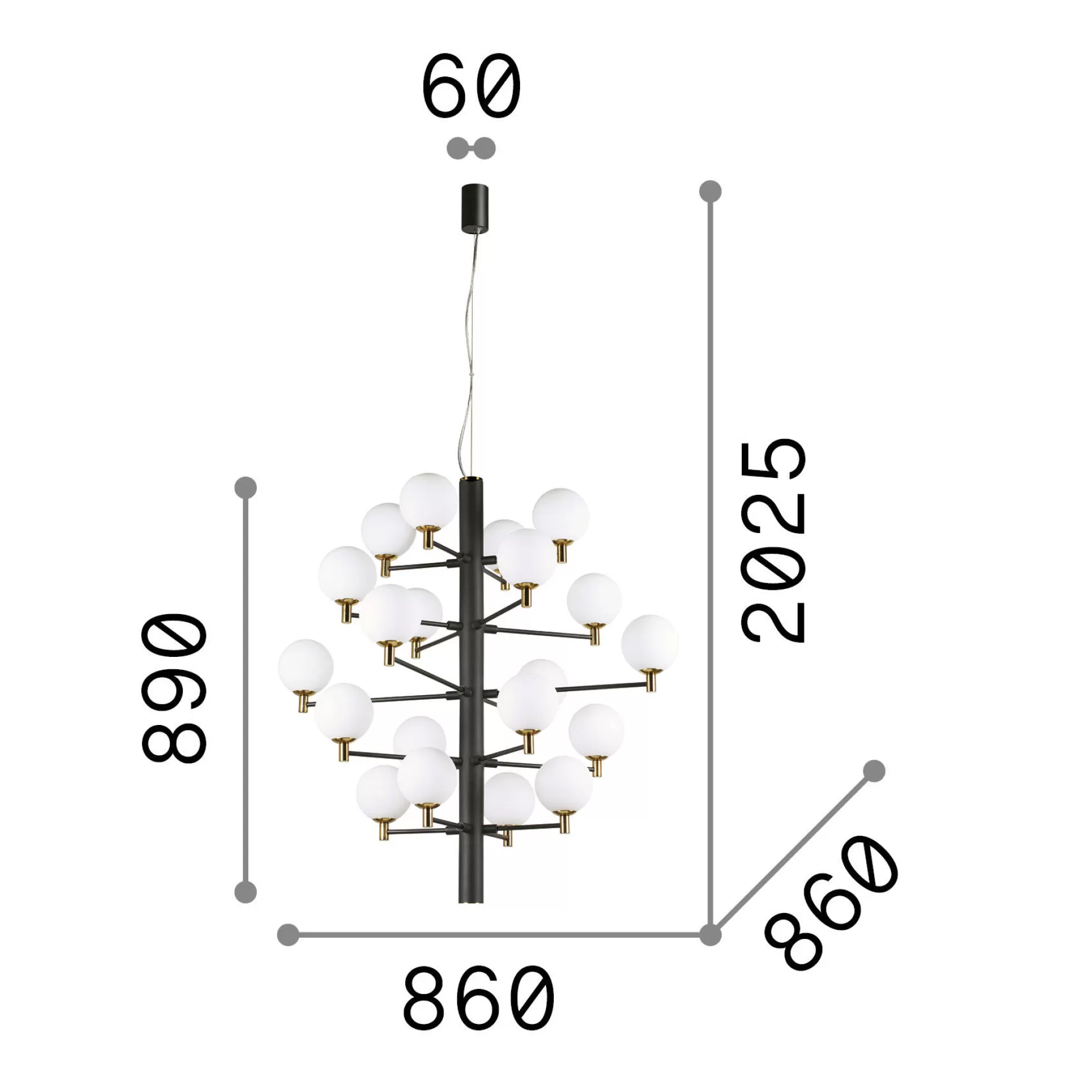 Dmora Lampade A Sospensione<Ideal-Lux - Lampada a sospensione COPERNICO SP20 , 86 x 86 x h114 cm,