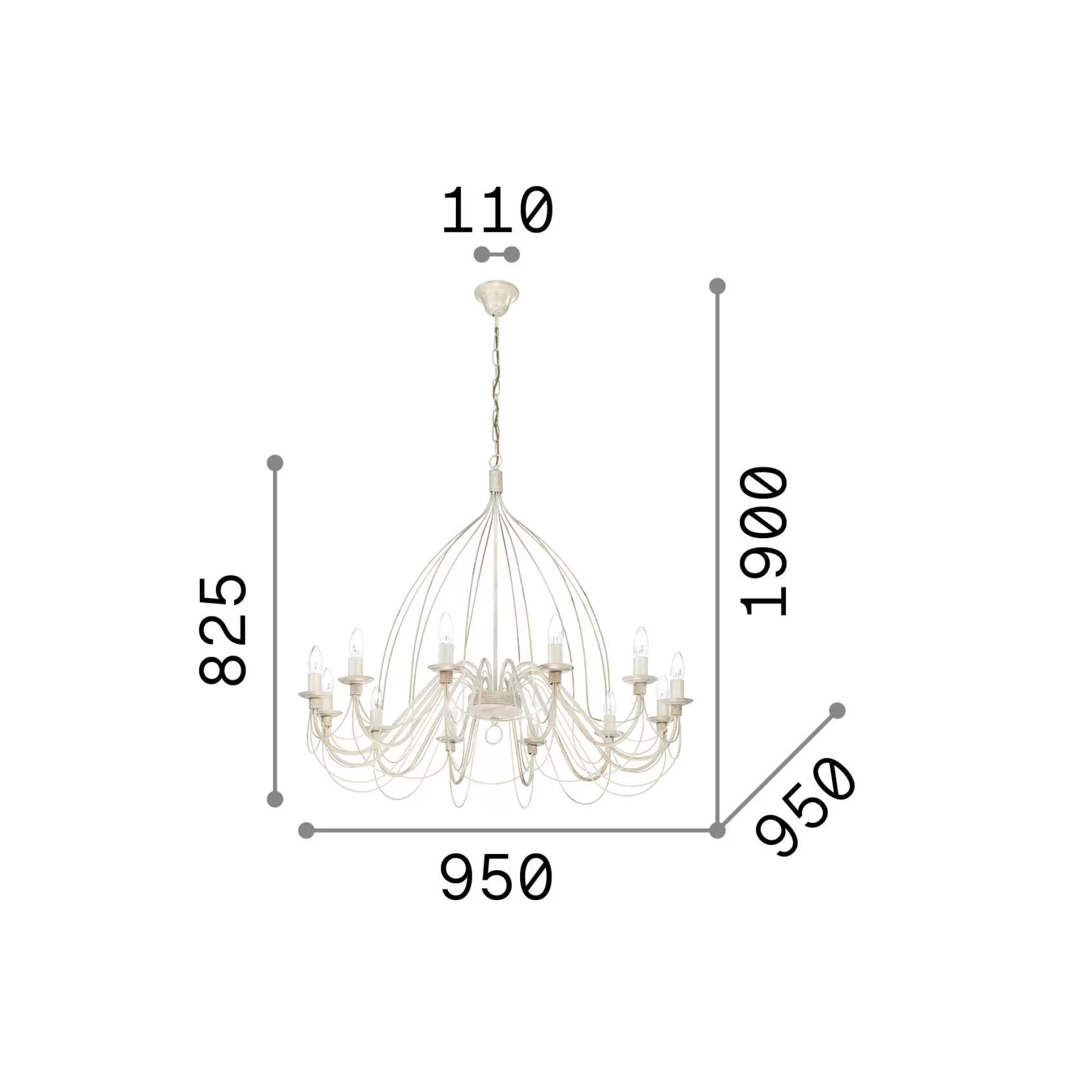 Dmora Lampade A Sospensione<Ideal-Lux - Lampada a sospensione CORTE SP12 , Made in Italy, 95 x 95 x h108 cm,