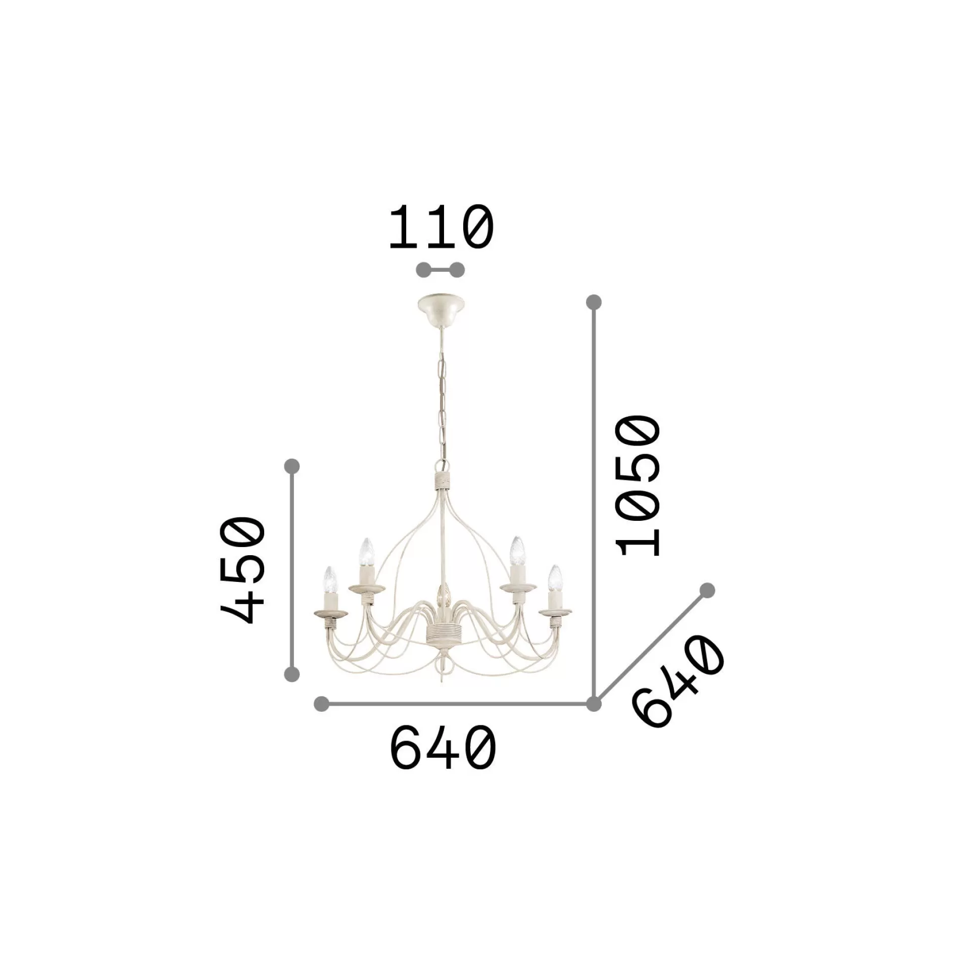 Dmora Lampade A Sospensione<Ideal-Lux - Lampada a sospensione CORTE SP5 , Made in Italy, 64 x 64 x h70 cm,