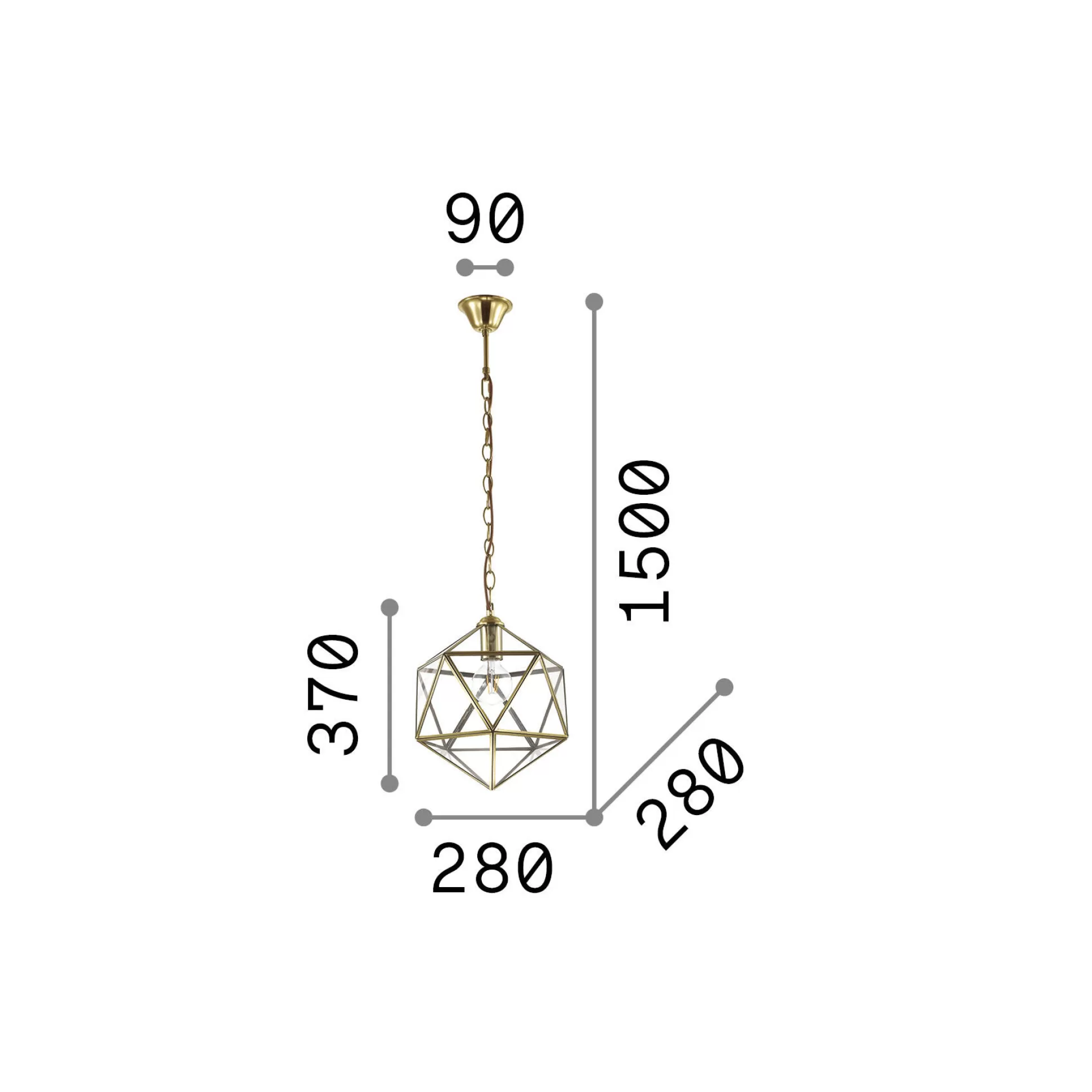 Dmora Lampade A Sospensione<Ideal-Lux - Lampada a sospensione DECA SP1 SMALL, 28 x 28 x h62 cm,