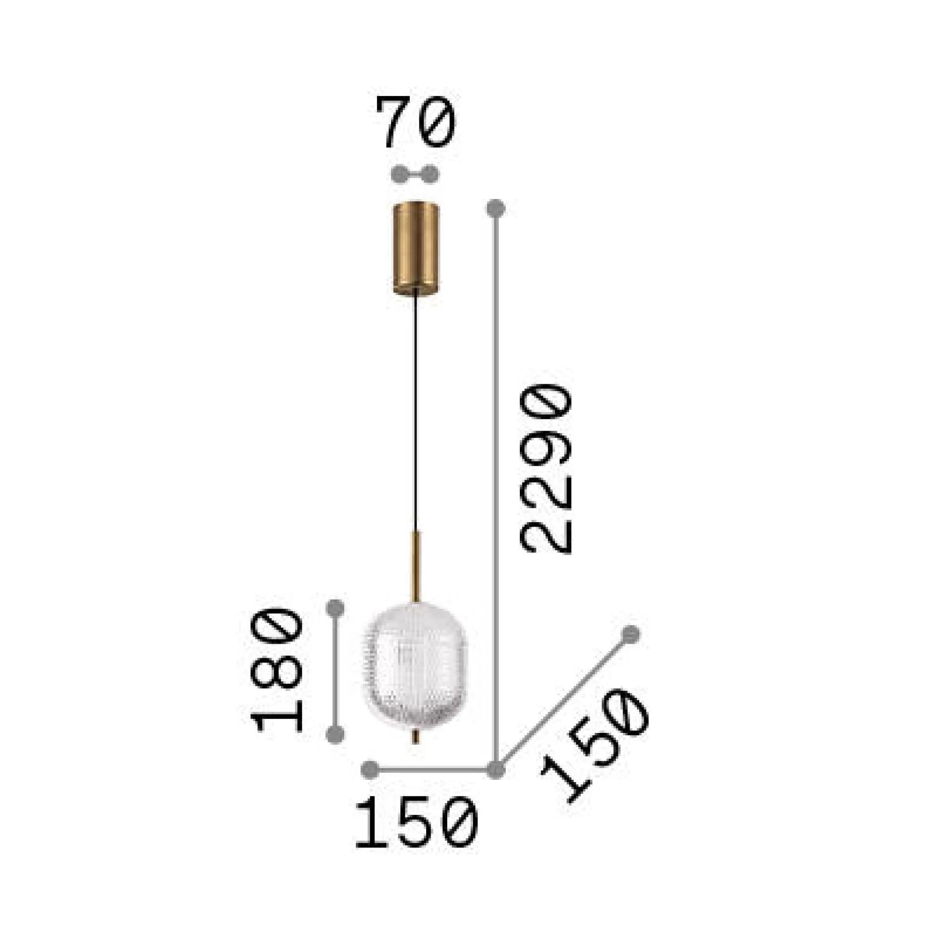 Dmora Lampade A Sospensione<Ideal-Lux - Lampada a sospensione DECOR SP H18, 15 x 15 x h55 cm,