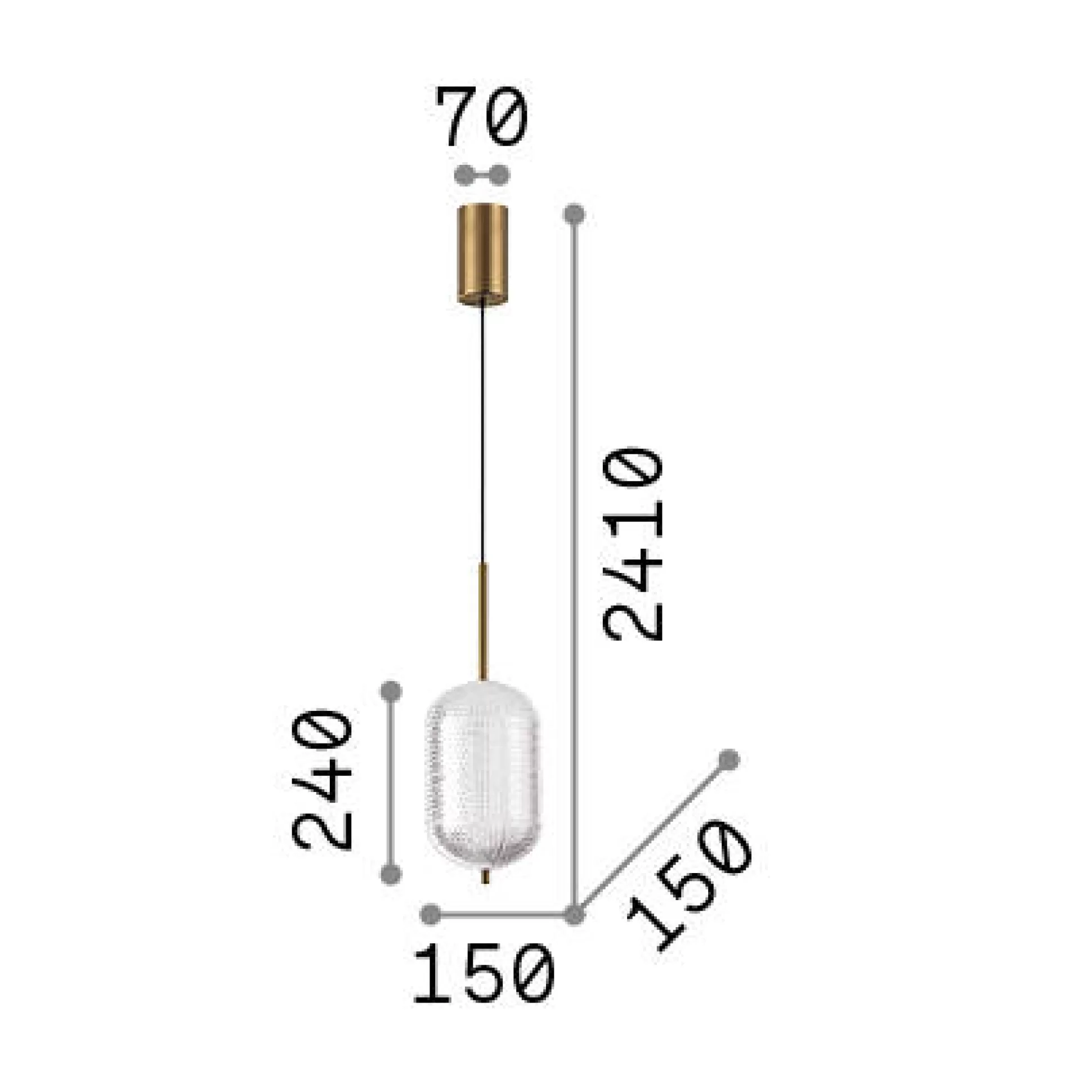 Dmora Lampade A Sospensione<Ideal-Lux - Lampada a sospensione DECOR SP H24, 15 x 15 x h66 cm,