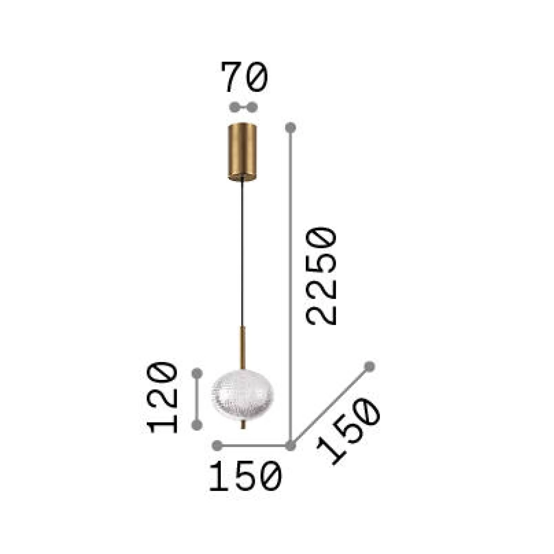 Dmora Lampade A Sospensione<Ideal-Lux - Lampada a sospensione DECOR SP H12, 15 x 15 x h49 cm,