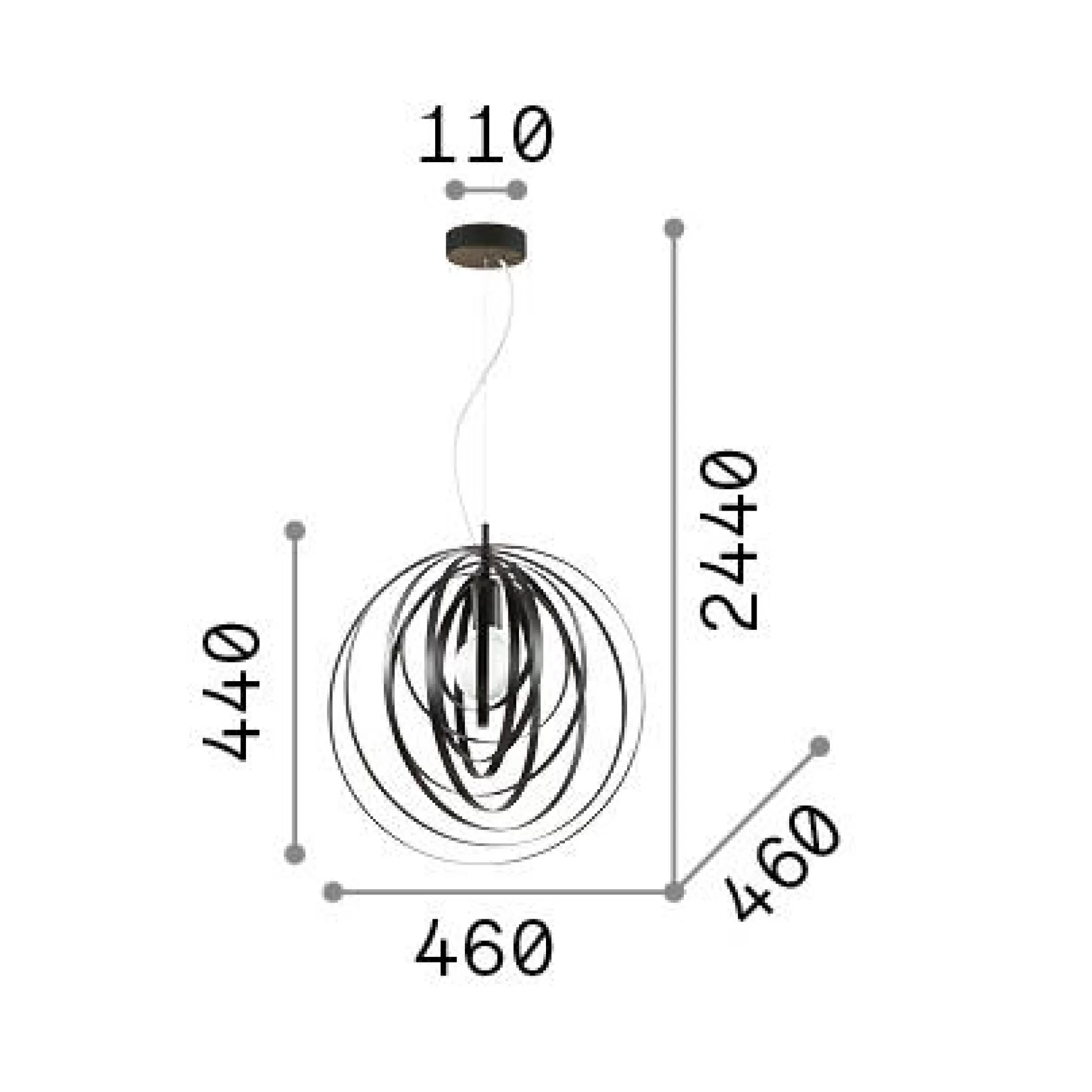 Dmora Lampade A Sospensione<Ideal-Lux - Lampada a sospensione DISCO SP1 , 46 x 46 x h69 cm,
