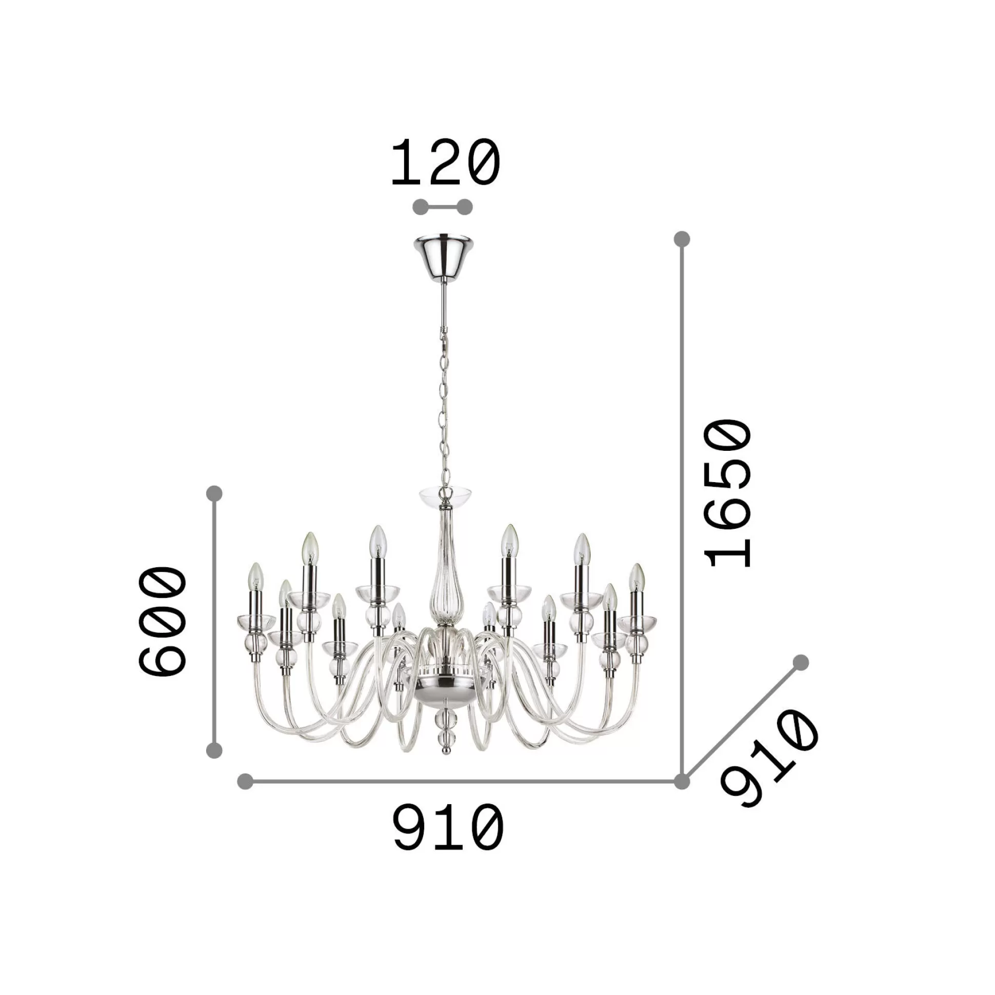 Dmora Lampade A Sospensione<Ideal-Lux - Lampada a sospensione DOGE SP12 , 91 x 91 x h85 cm,