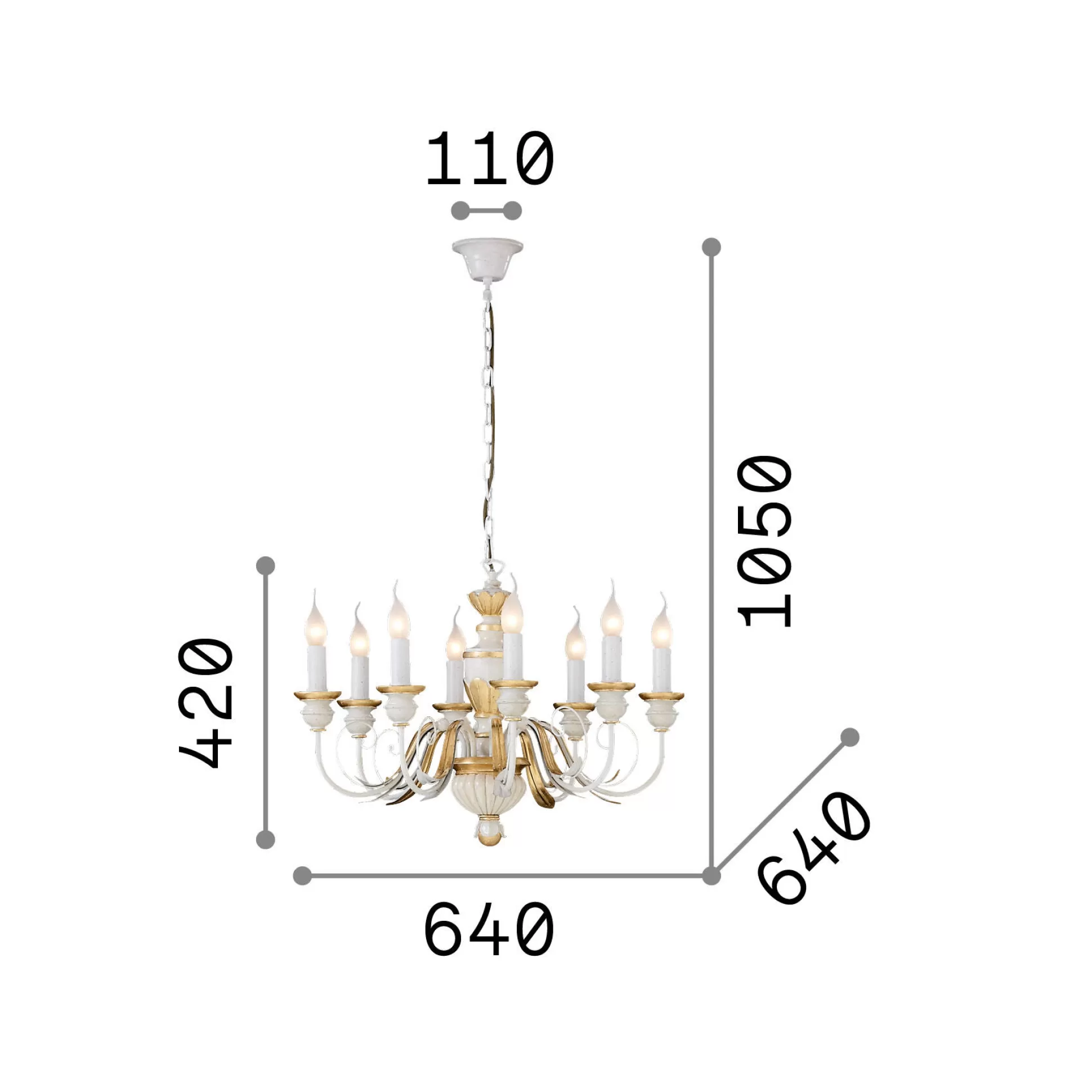 Dmora Lampade A Sospensione<Ideal-Lux - Lampada a sospensione FIRENZE SP8 , 64 x 64 x h67 cm,