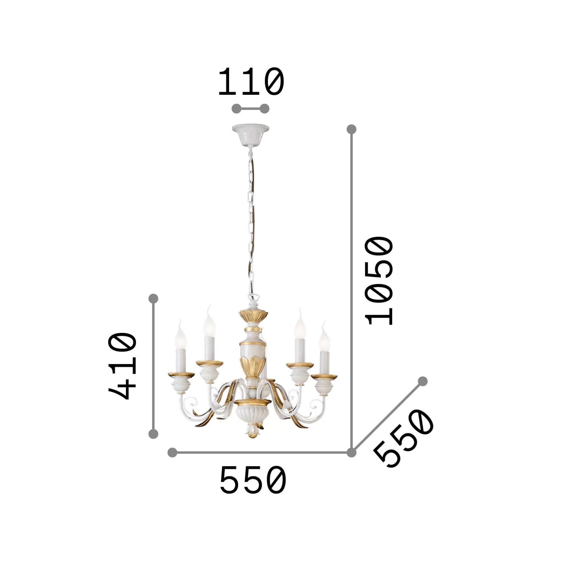 Dmora Lampade A Sospensione<Ideal-Lux - Lampada a sospensione FIRENZE SP5 , 55 x 55 x h66 cm,