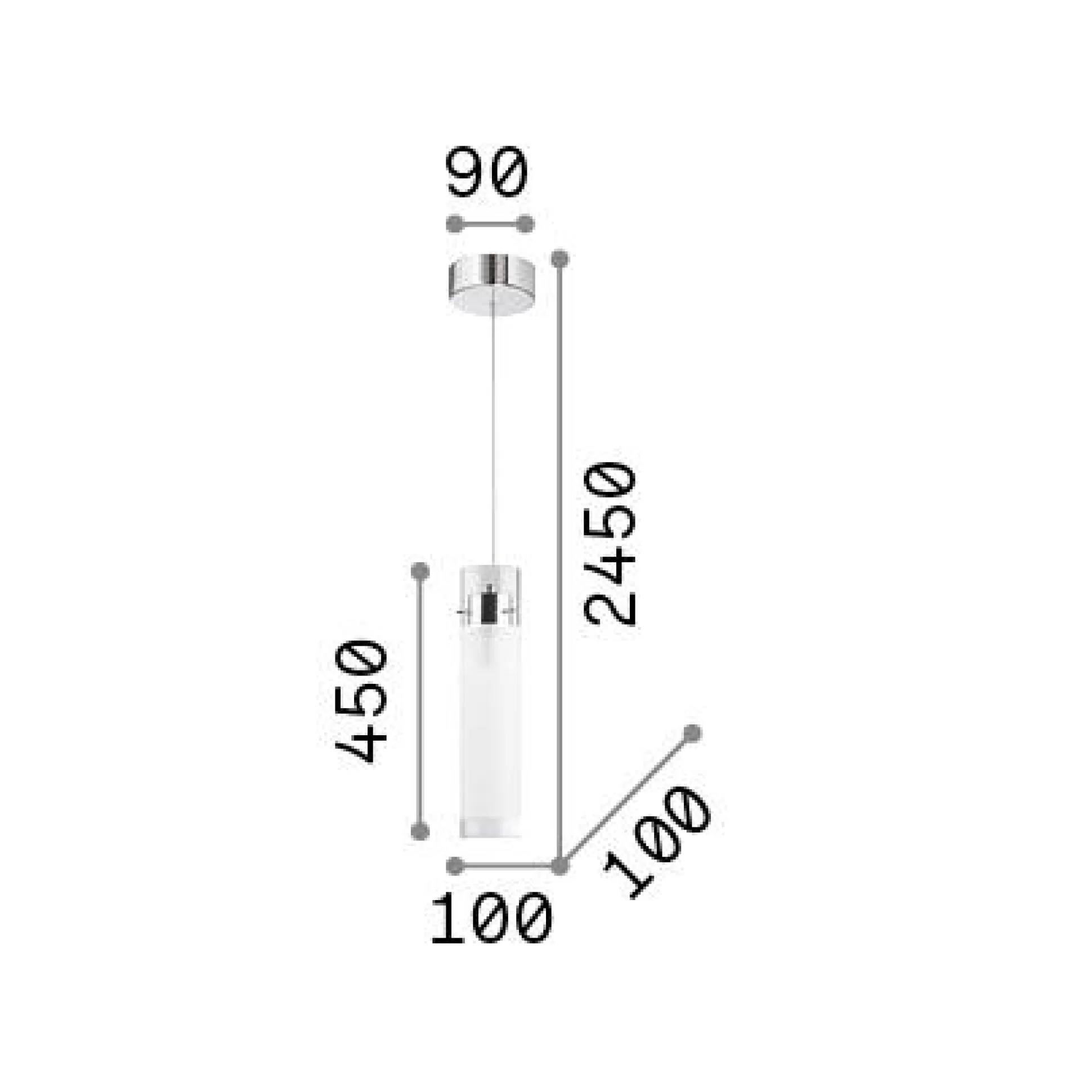 Dmora Lampade A Sospensione<Ideal-Lux - Lampada a sospensione FLAM SP1 BIG, 10 x 10 x h70 cm,