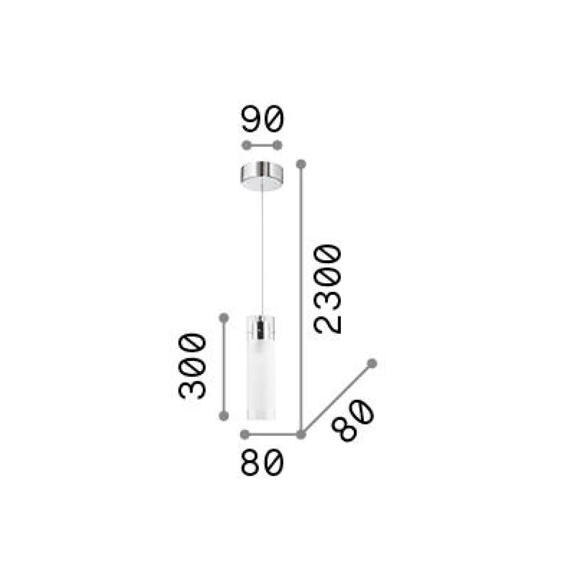 Dmora Lampade A Sospensione<Ideal-Lux - Lampada a sospensione FLAM SP1 SMALL, 8 x 8 x h55 cm,