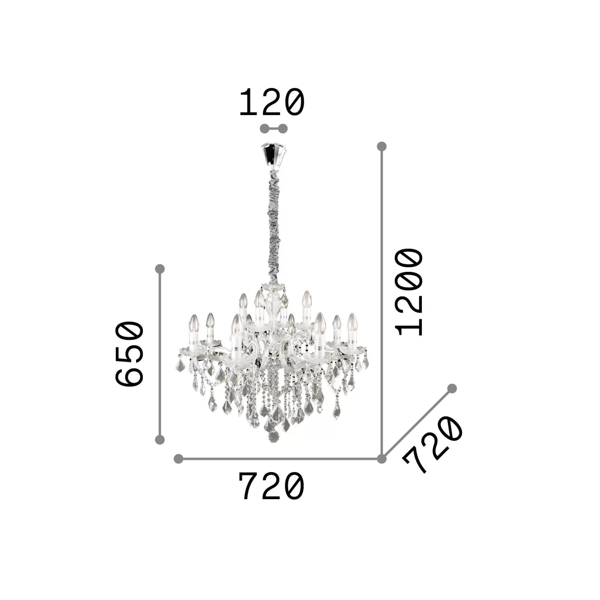 Dmora Lampade A Sospensione<Ideal-Lux - Lampada a sospensione FLORIAN SP12 , 72 x 72 x h90 cm,