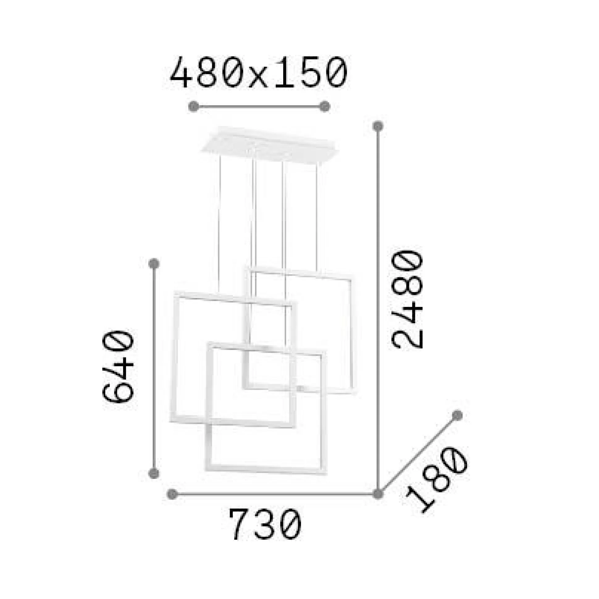 Dmora Lampade A Sospensione<Ideal-Lux - Lampada a sospensione FRAME SP QUADRATO , 73 x 18 x h88 cm,