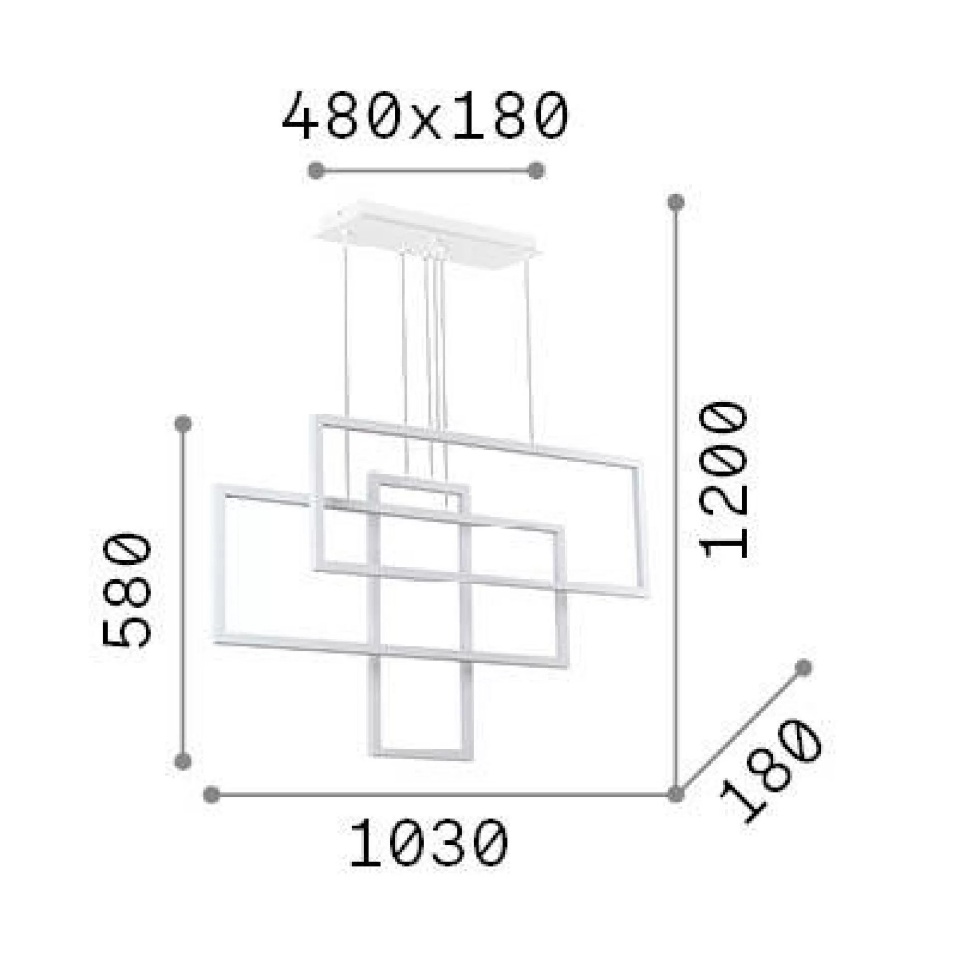 Dmora Lampade A Sospensione<Ideal-Lux - Lampada a sospensione FRAME SP RETTANGOLO , 103 x 18 x h83 cm,