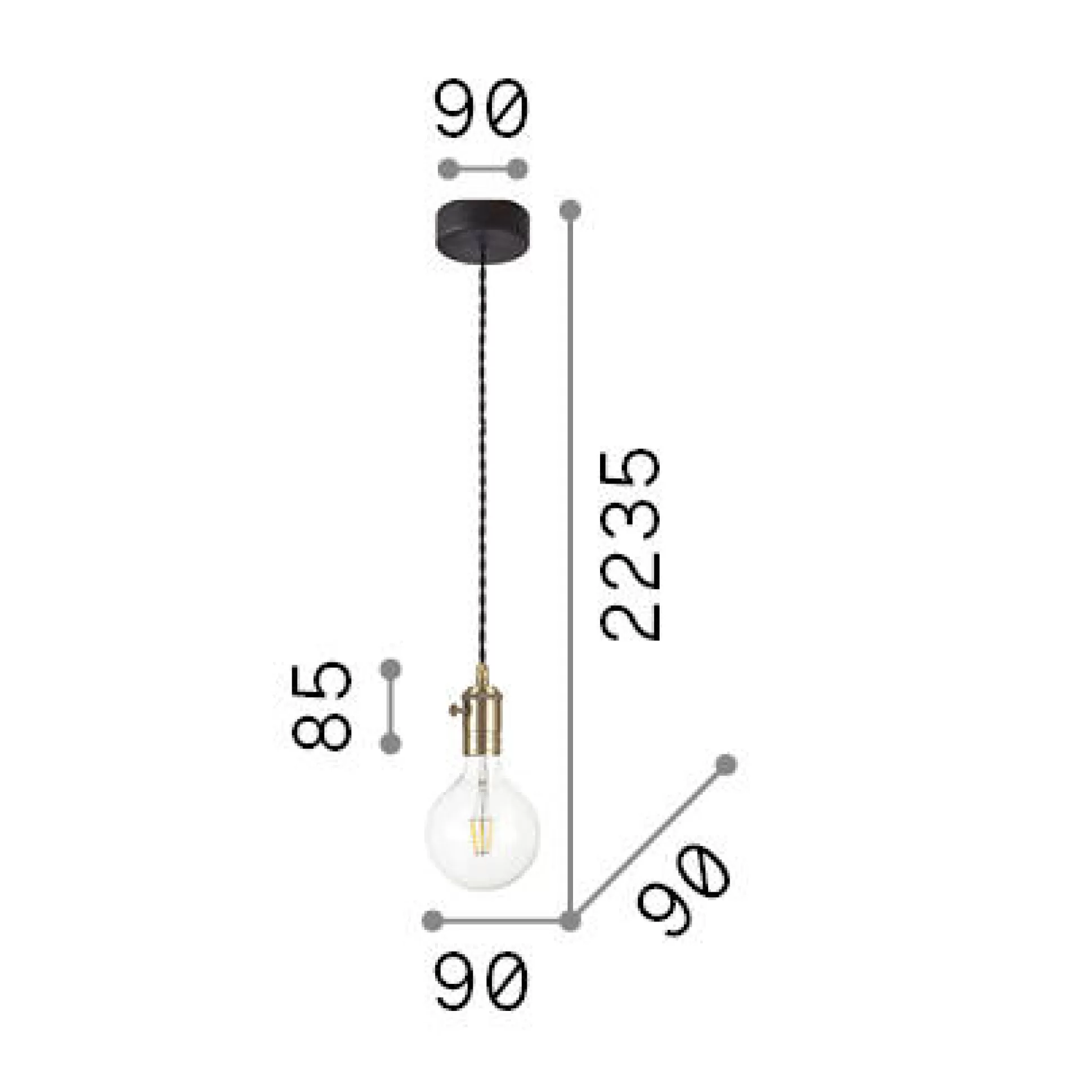 Dmora Lampade A Sospensione<Ideal-Lux - Lampada a sospensione FRIDA SP1 BRUNITO, 9 x 9 x h32 cm,