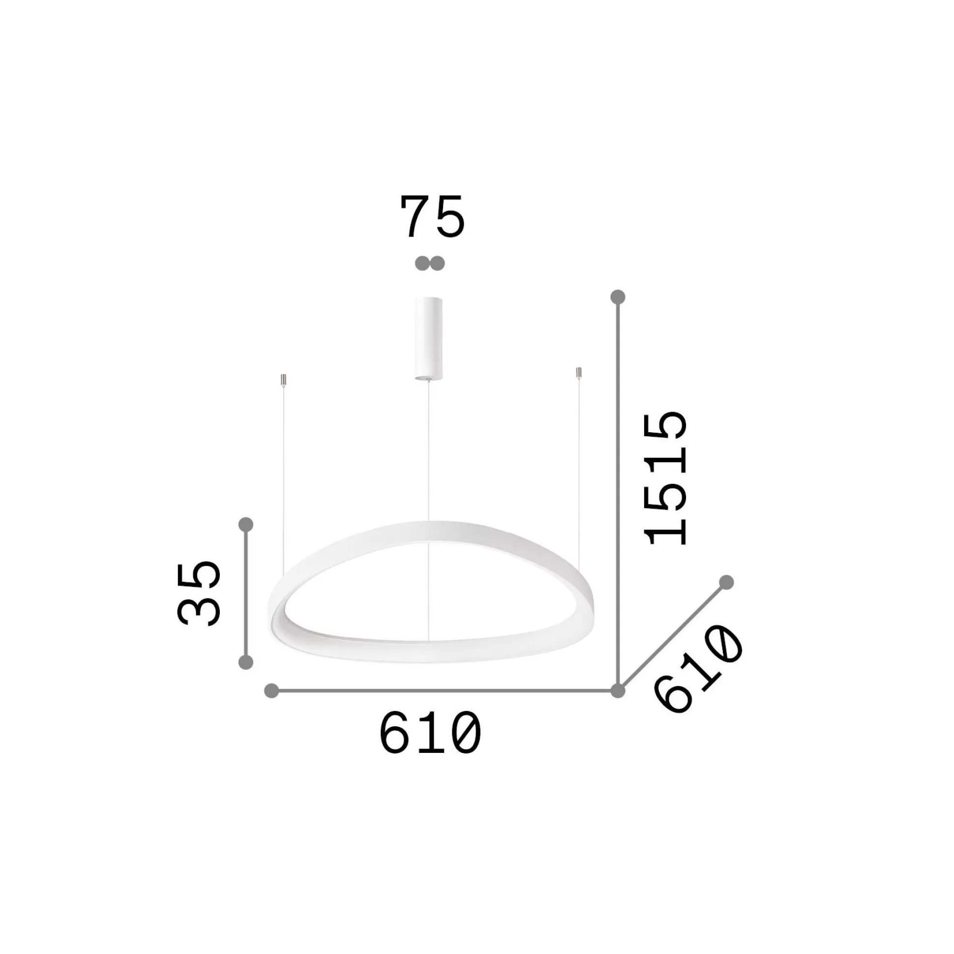 Dmora Lampade A Sospensione<Ideal-Lux - Lampada a sospensione GEMINI SP D061 ON-OFF , 61 x 61 x h29 cm,