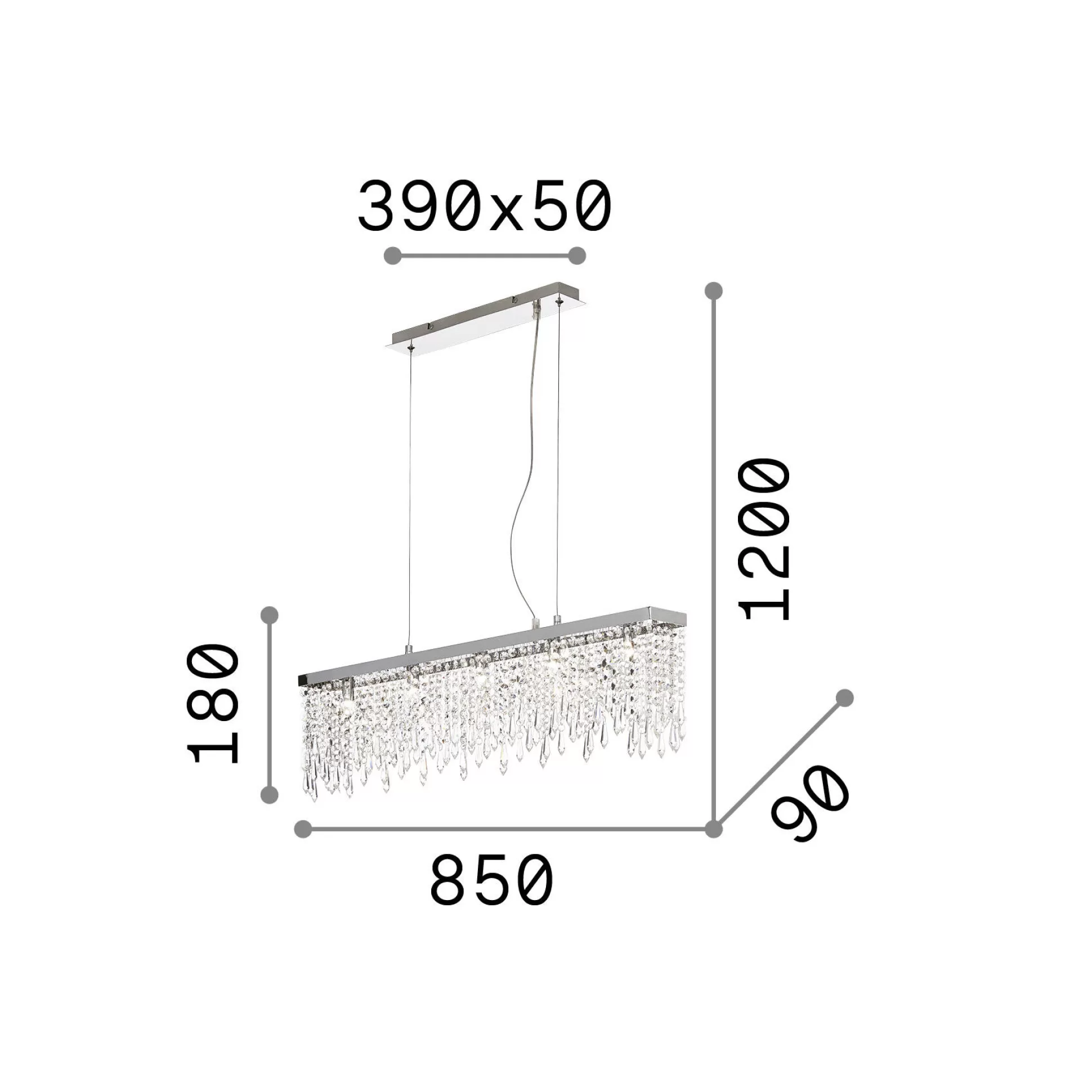 Dmora Lampade A Sospensione<Ideal-Lux - Lampada a sospensione GIADA SP5, 85 x 9 x h43 cm,