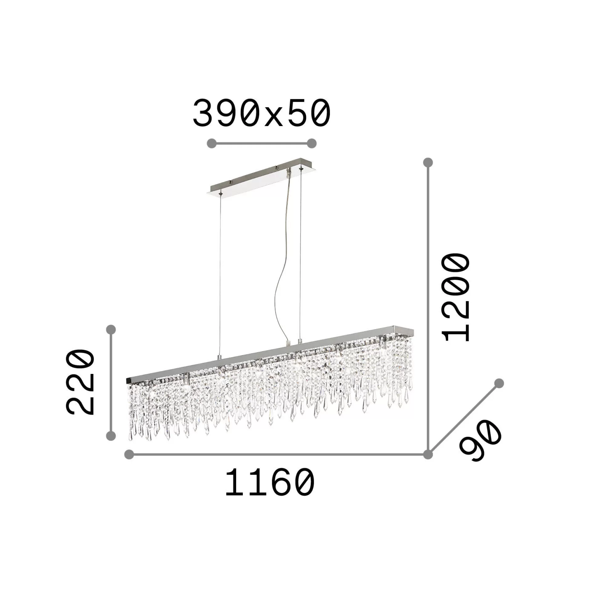Dmora Lampade A Sospensione<Ideal-Lux - Lampada a sospensione GIADA SP7, 116 x 9 x h47 cm,