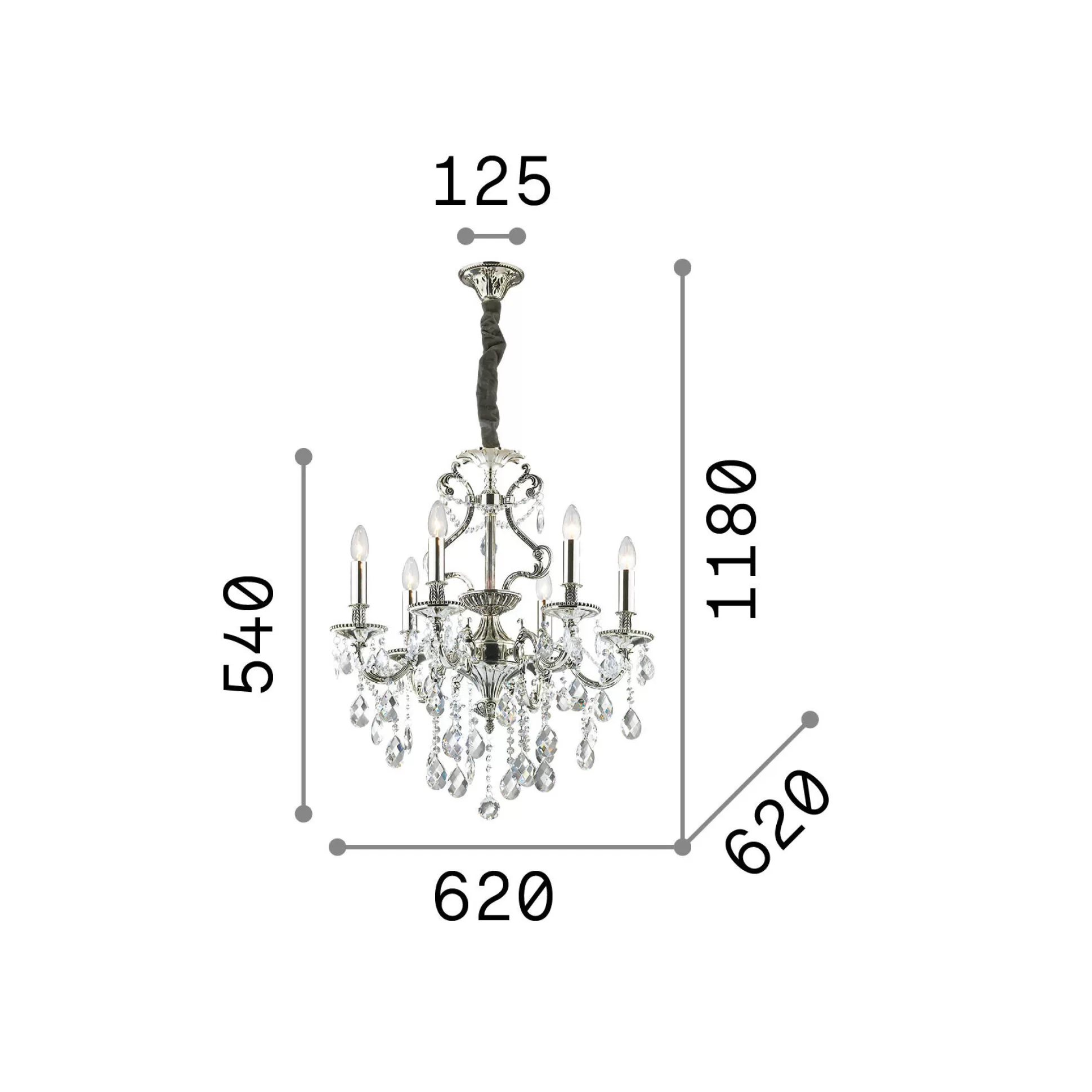 Dmora Lampade A Sospensione<Ideal-Lux - Lampada a sospensione GIOCONDA SP6 , 62 x 62 x h79 cm,