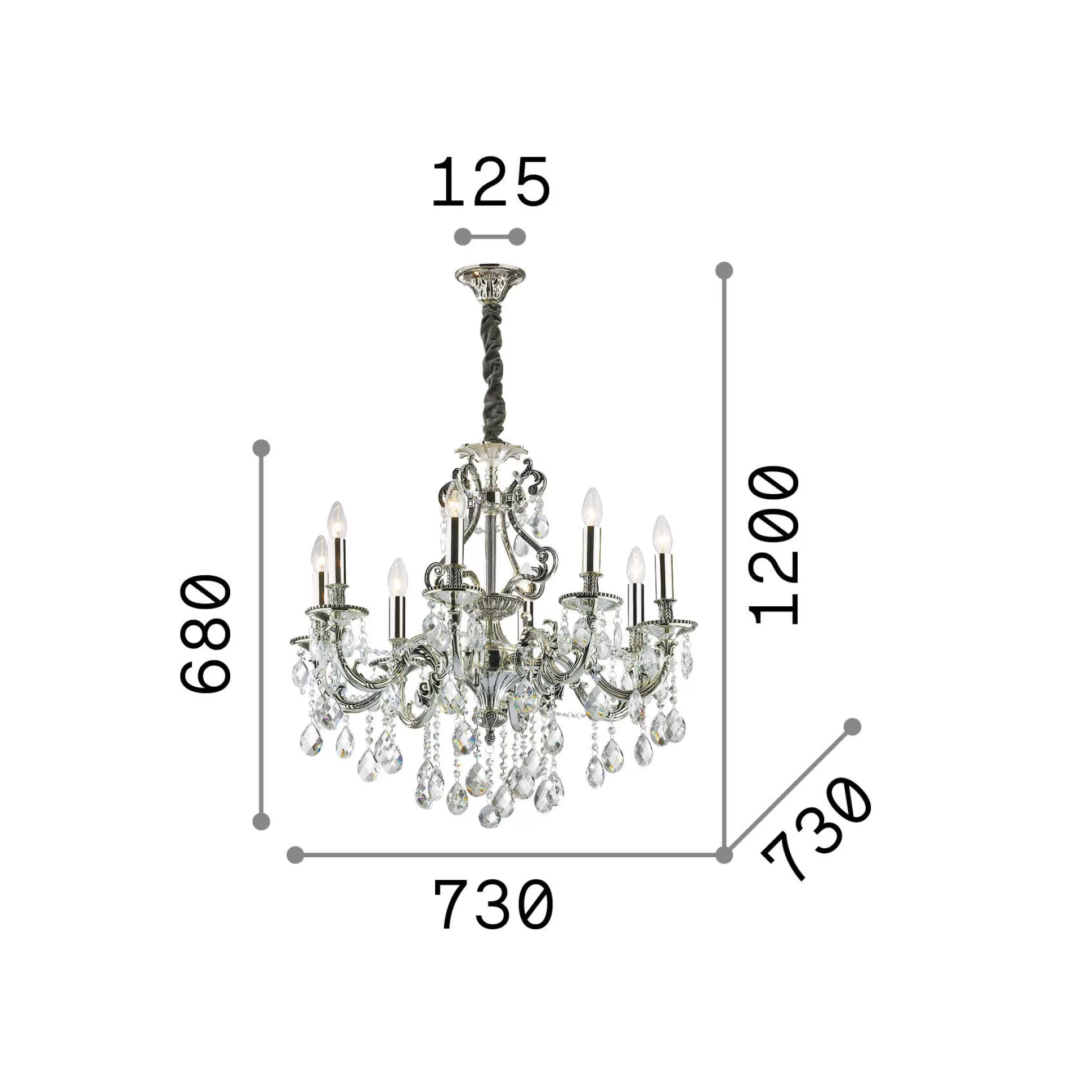 Dmora Lampade A Sospensione<Ideal-Lux - Lampada a sospensione GIOCONDA SP8 , 73 x 73 x h93 cm,