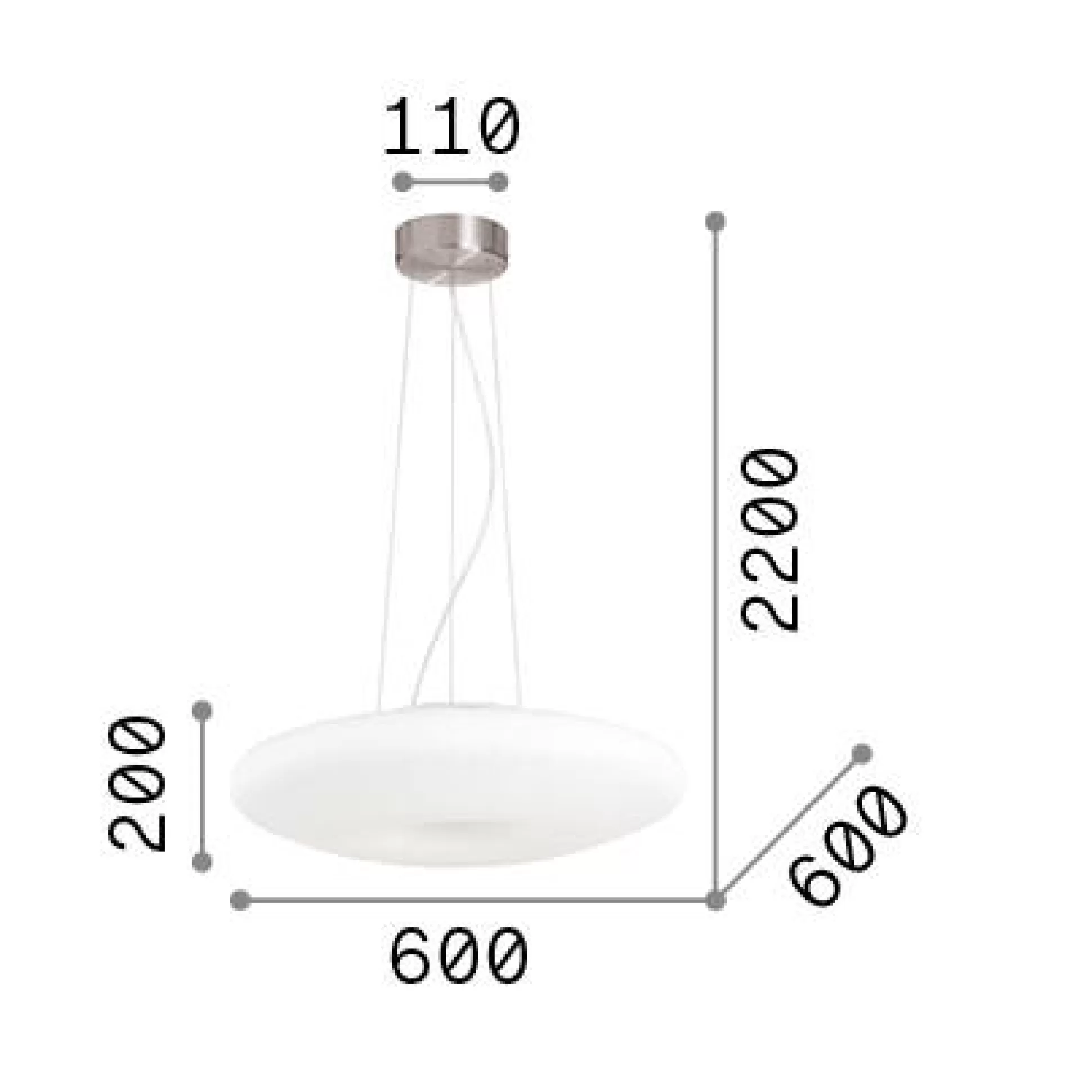 Dmora Lampade A Sospensione<Ideal-Lux - Lampada a sospensione GLORY SP5 D60, 60 x 60 x h45 cm,