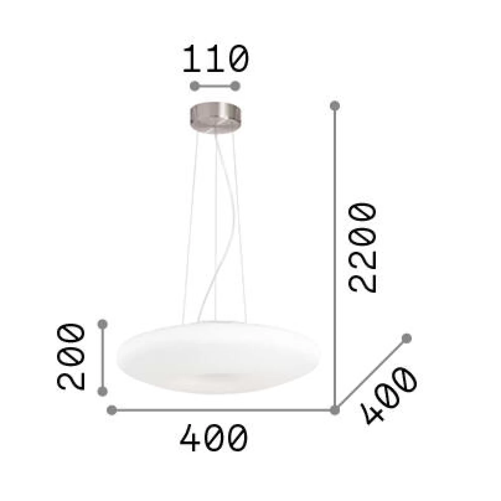 Dmora Lampade A Sospensione<Ideal-Lux - Lampada a sospensione GLORY SP3 D40, 40 x 40 x h45 cm,