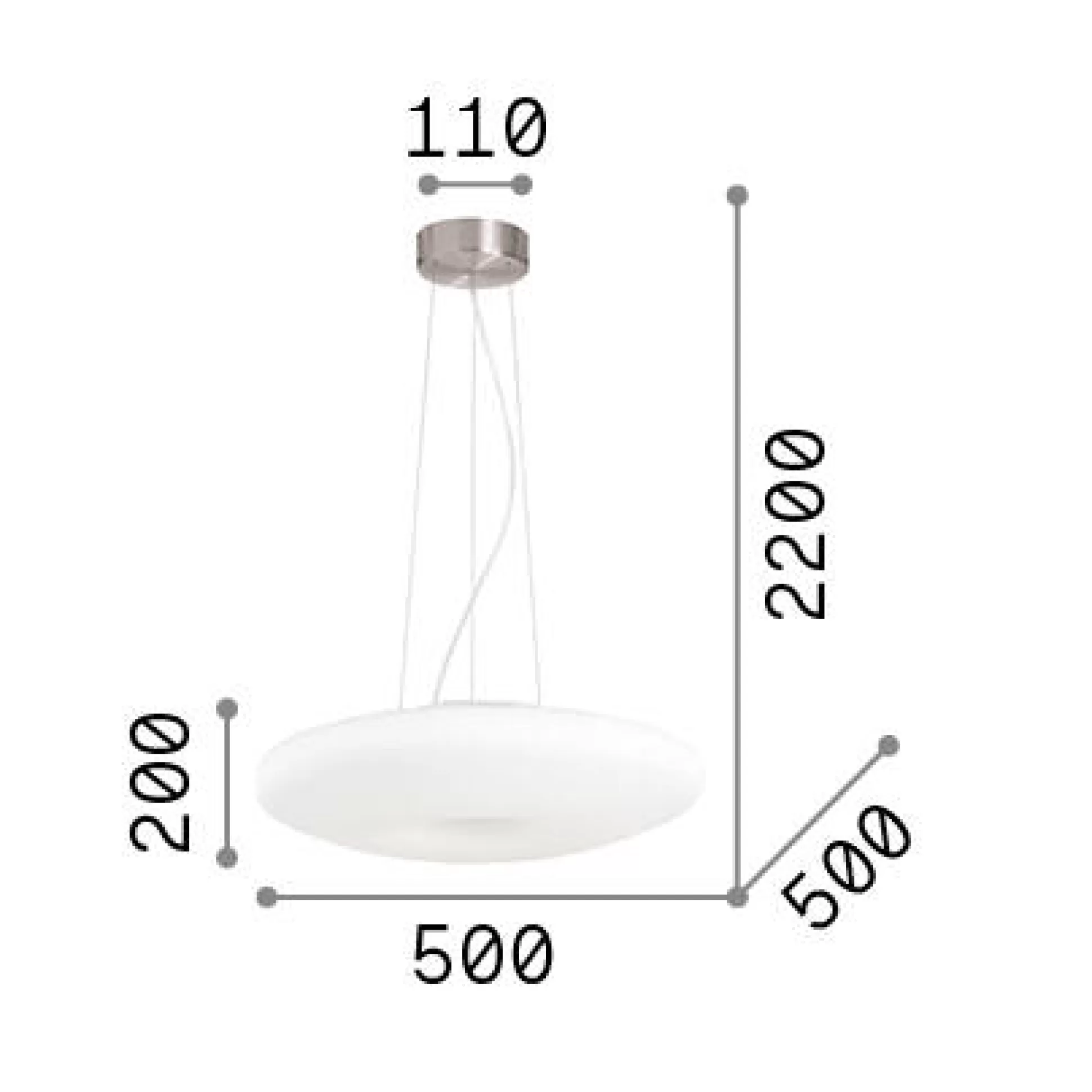 Dmora Lampade A Sospensione<Ideal-Lux - Lampada a sospensione GLORY SP3 D50, 50 x 50 x h45 cm,