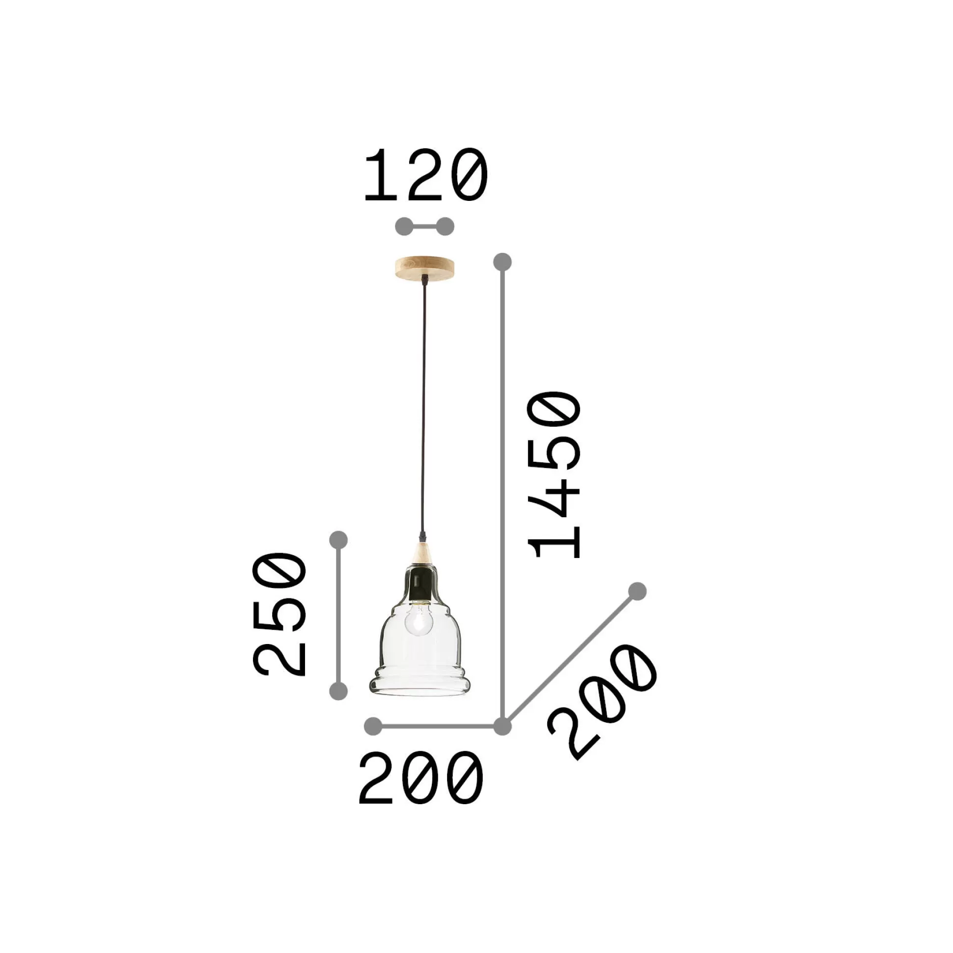Dmora Lampade A Sospensione<Ideal-Lux - Lampada a sospensione GRETEL SP1, 20 x 20 x h50 cm,