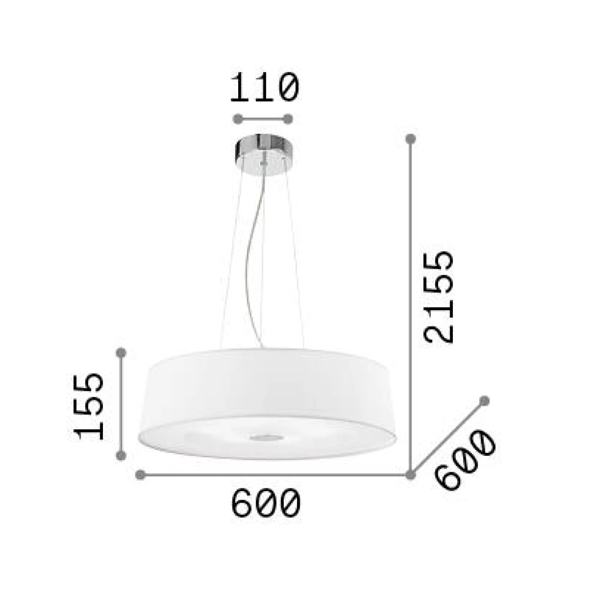 Dmora Lampade A Sospensione<Ideal-Lux - Lampada a sospensione HILTON SP6 ROUND, 60 x 60 x h41 cm,