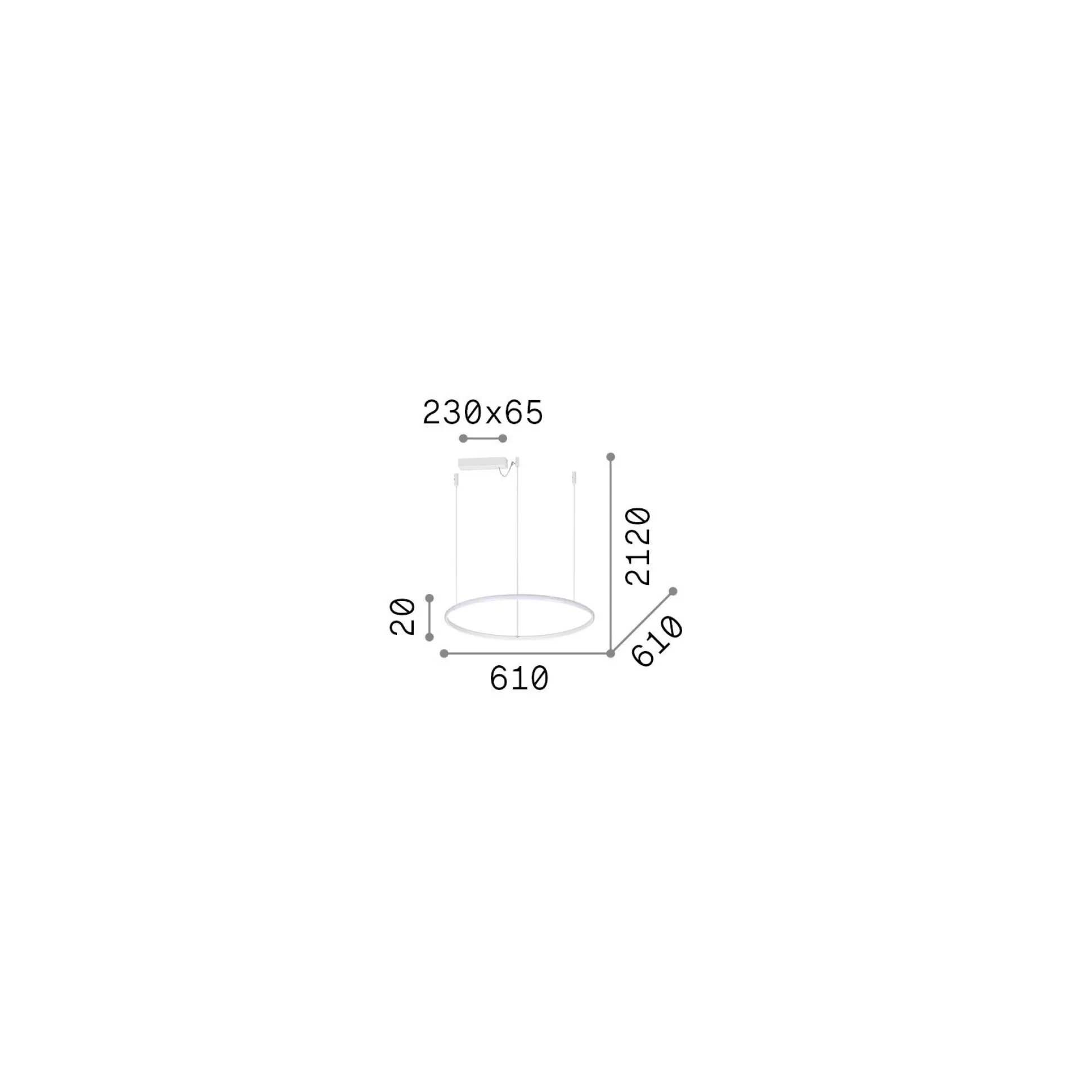Dmora Lampade A Sospensione<Ideal-Lux - Lampada a sospensione HULAHOOP SP D061, 61 x 61 x h27 cm,