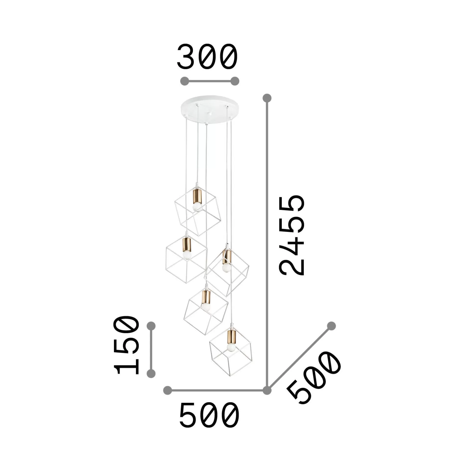 Dmora Lampade A Sospensione<Ideal-Lux - Lampada a sospensione ICE SP5 , 50 x 50 x h40 cm,
