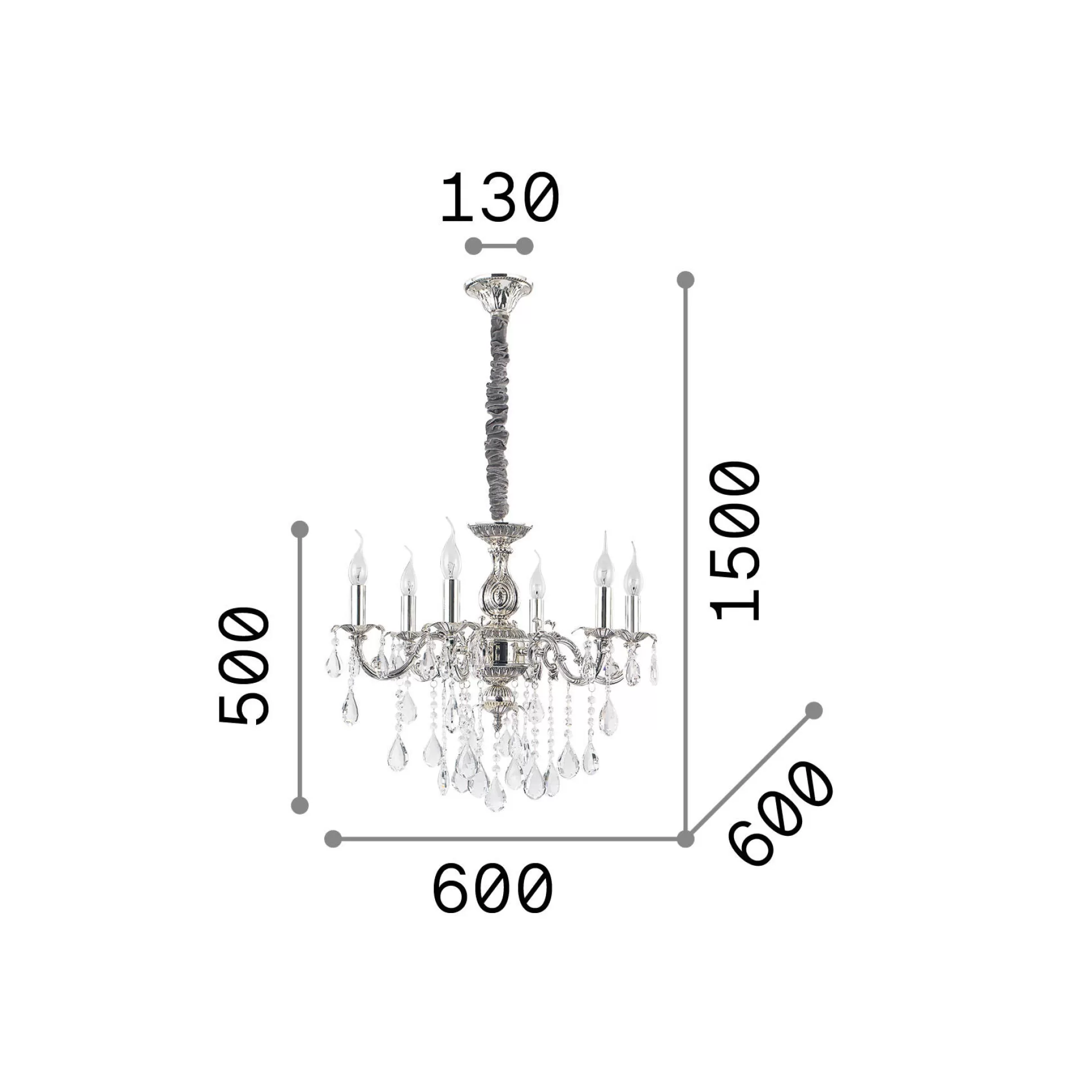 Dmora Lampade A Sospensione<Ideal-Lux - Lampada a sospensione IMPERO SP6, 60 x 60 x h75 cm,
