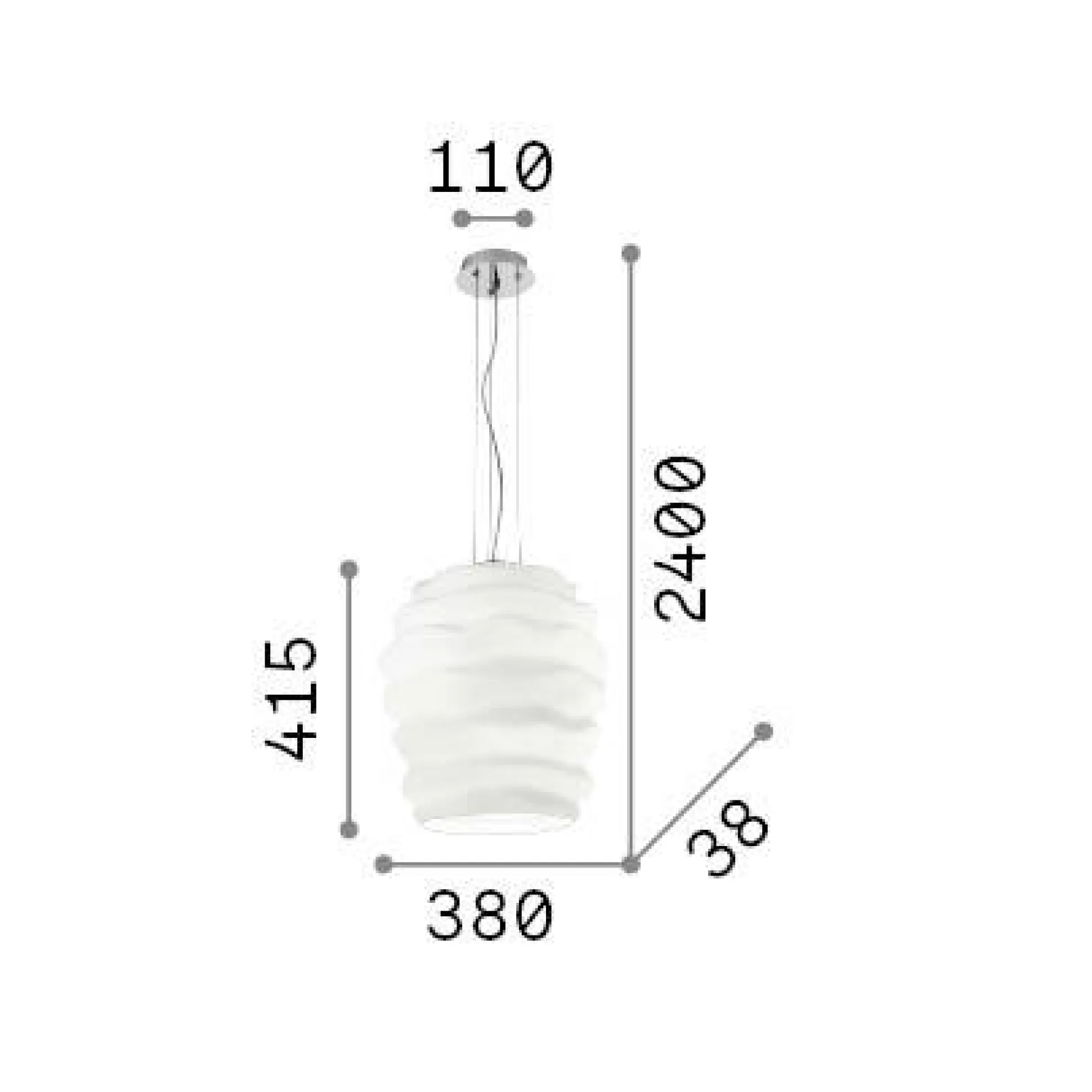 Dmora Lampade A Sospensione<Ideal-Lux - Lampada a sospensione KARMA SP1 BIG, 38 x 38 x h65 cm,