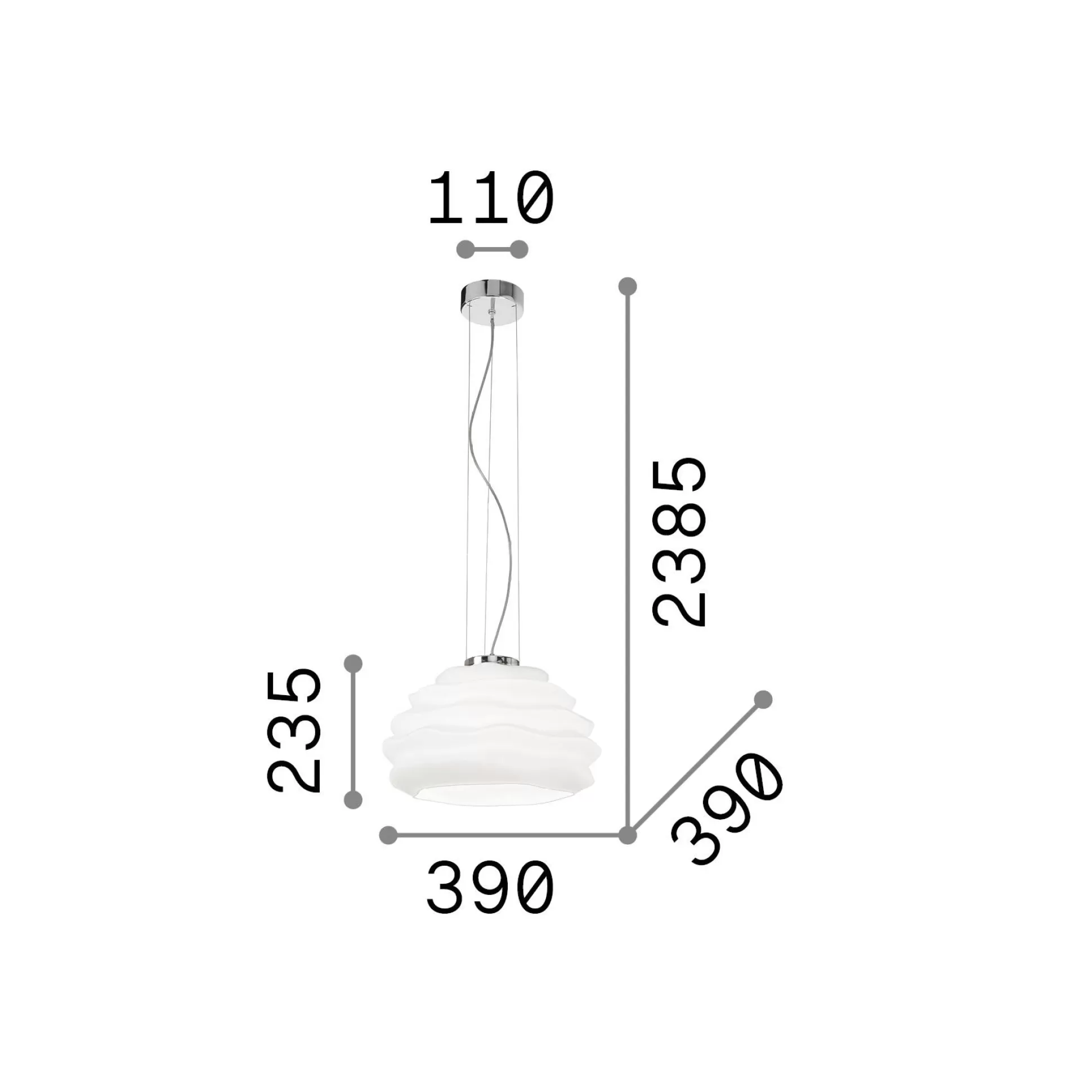 Dmora Lampade A Sospensione<Ideal-Lux - Lampada a sospensione KARMA SP1 SMALL, 39 x 39 x h49 cm,
