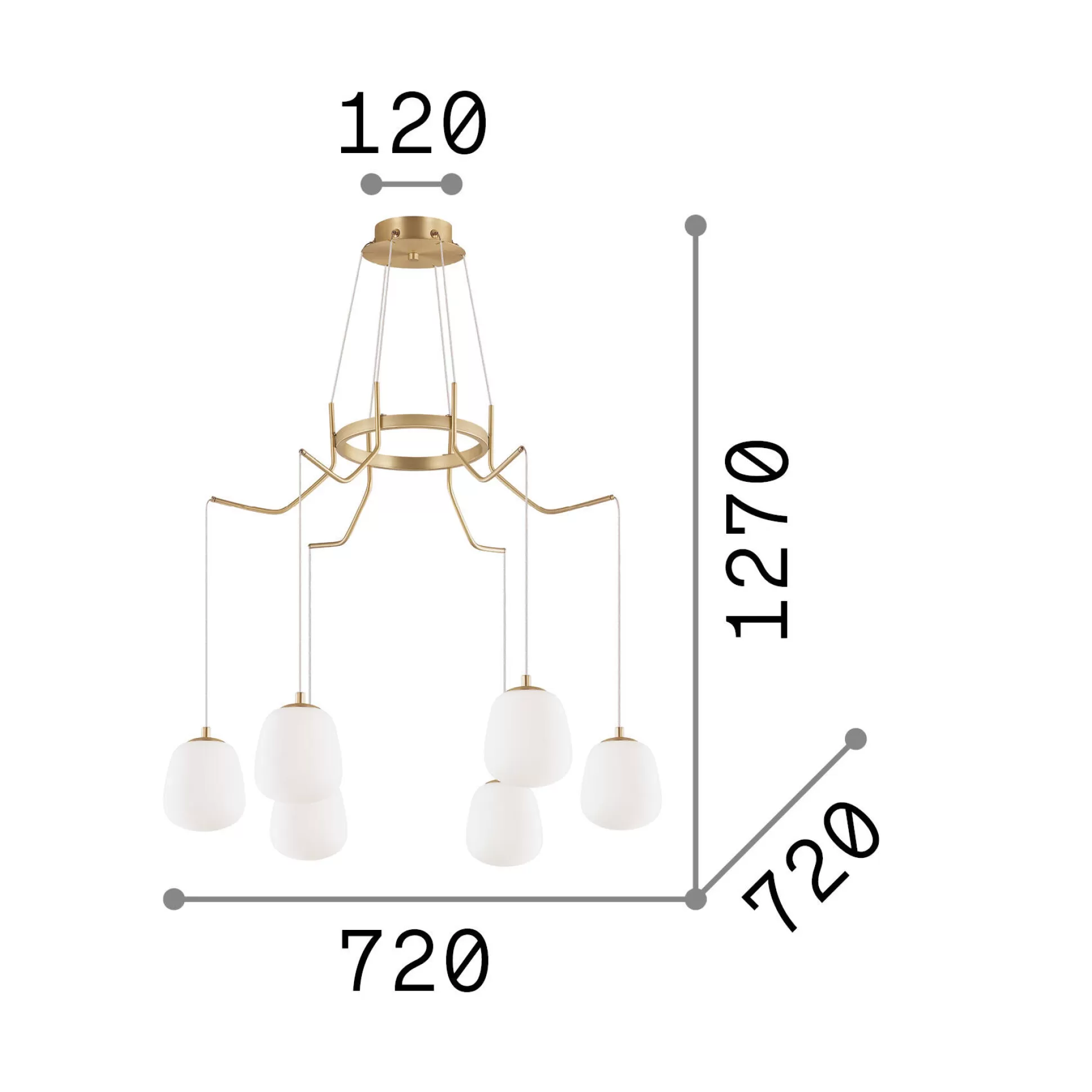 Dmora Lampade A Sospensione<Ideal-Lux - Lampada a sospensione KAROUSEL SP6, 72 x 72 x h108 cm,