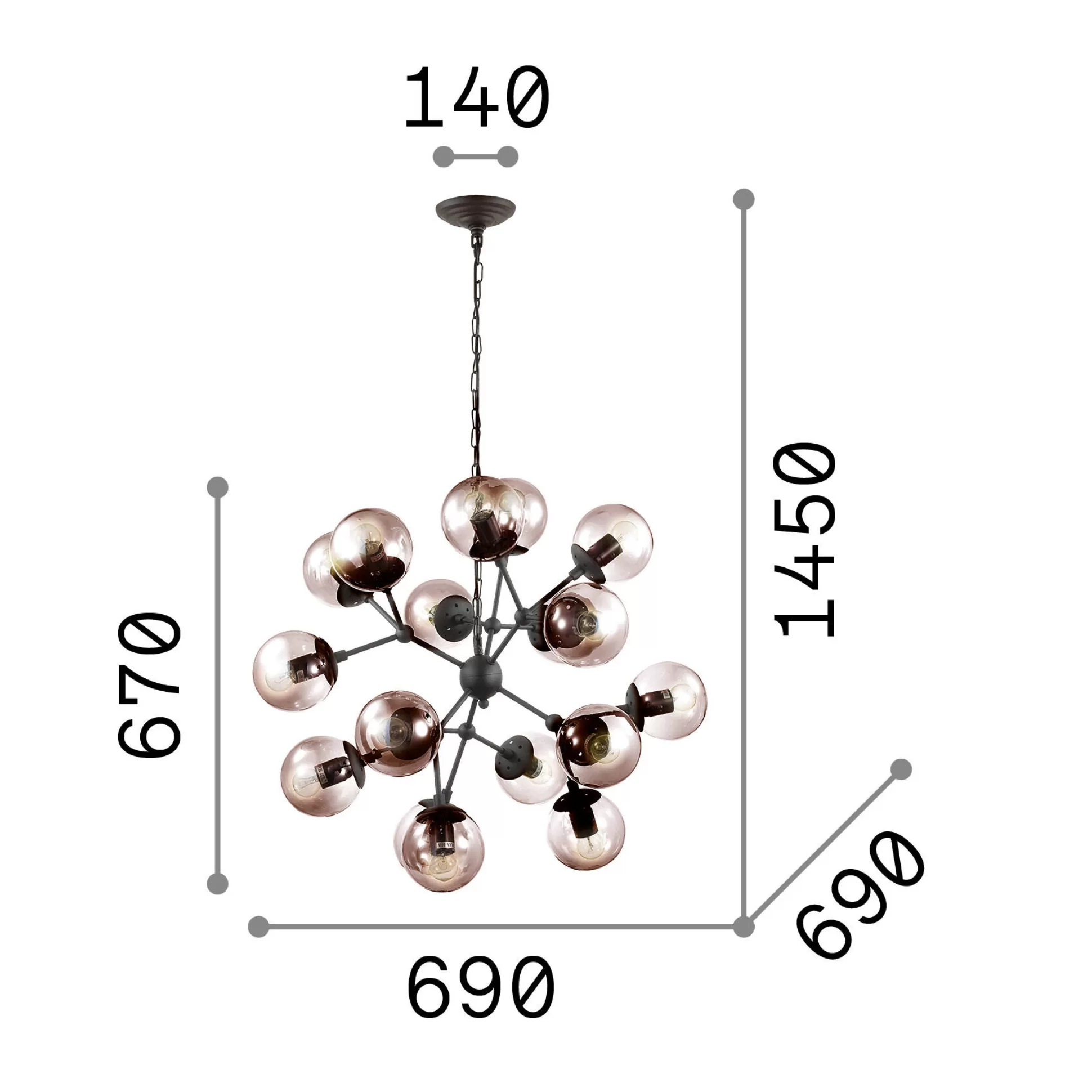 Dmora Lampade A Sospensione<Ideal-Lux - Lampada a sospensione KEPLER SP18, 69 x 69 x h92 cm,