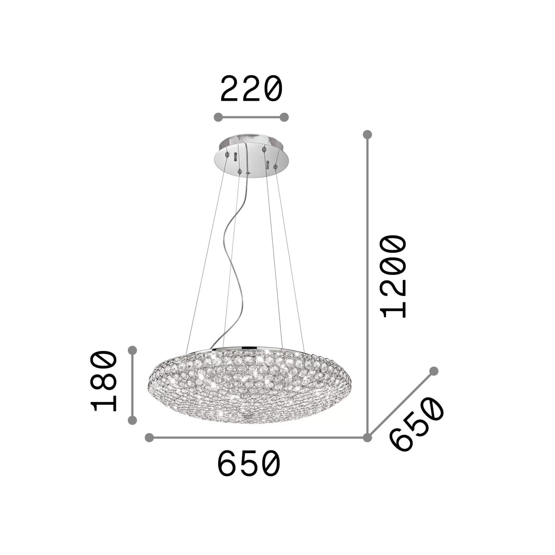 Dmora Lampade A Sospensione<Ideal-Lux - Lampada a sospensione KING SP12 , 65 x 65 x h43 cm,