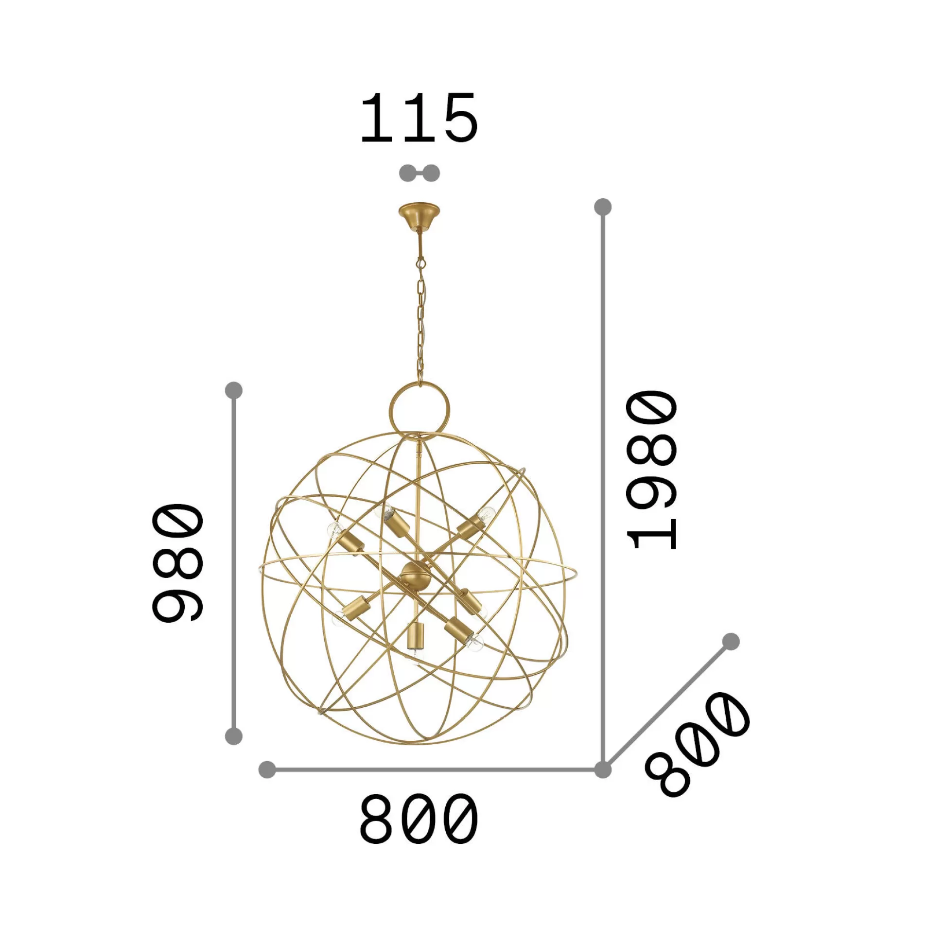 Dmora Lampade A Sospensione<Ideal-Lux - Lampada a sospensione KONSE SP7, 80 x 80 x h123 cm,