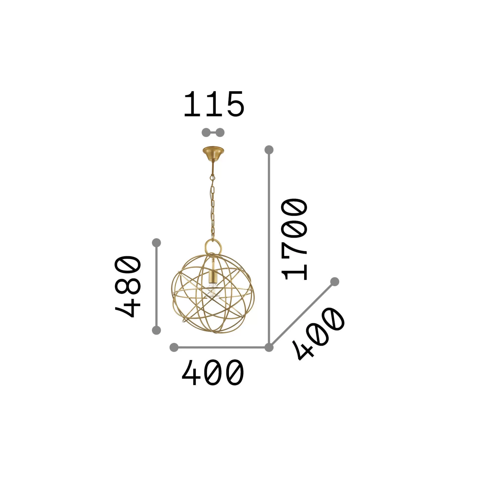 Dmora Lampade A Sospensione<Ideal-Lux - Lampada a sospensione KONSE SP1, 40 x 40 x h73 cm,