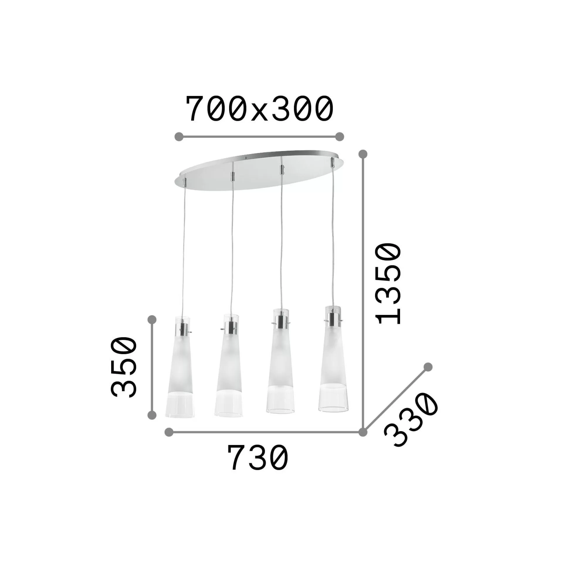 Dmora Lampade A Sospensione<Ideal-Lux - Lampada a sospensione KUKY SP4, 73 x 33 x h60 cm,