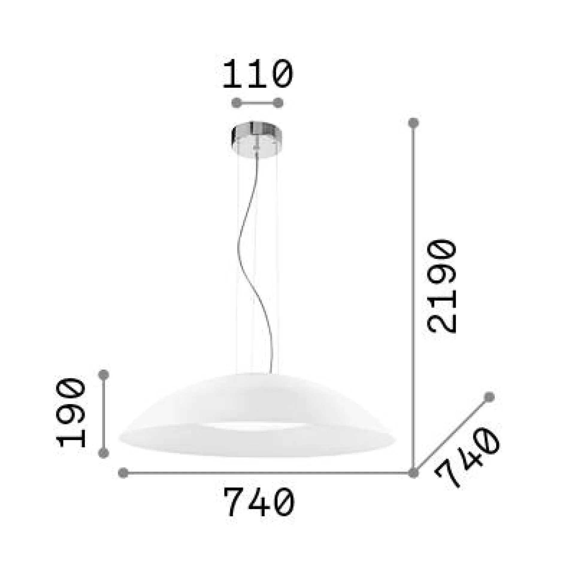 Dmora Lampade A Sospensione<Ideal-Lux - Lampada a sospensione LENA SP3 D74 , 74 x 74 x h44 cm,