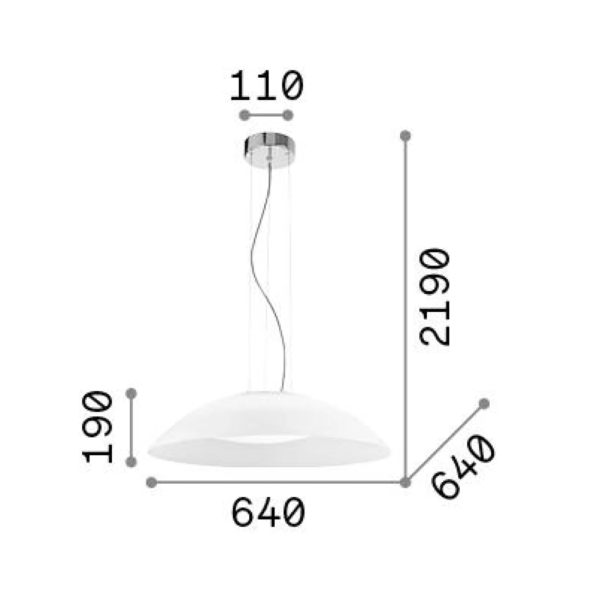 Dmora Lampade A Sospensione<Ideal-Lux - Lampada a sospensione LENA SP3 D64 , 64 x 64 x h44 cm,