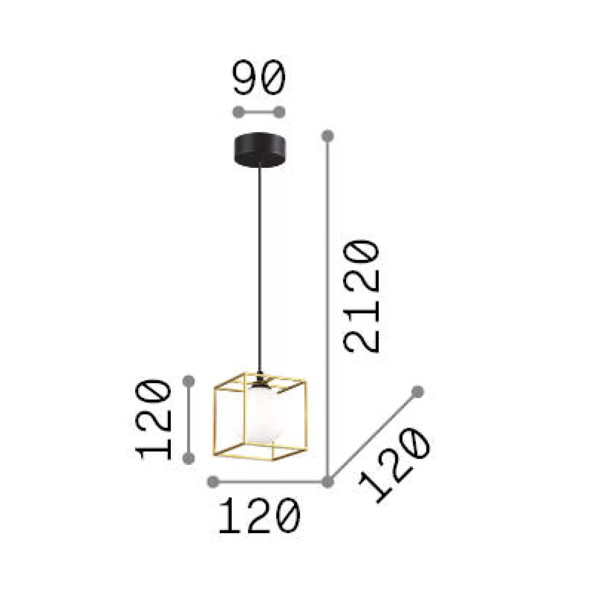 Dmora Lampade A Sospensione<Ideal-Lux - Lampada a sospensione LINGOTTO SP1 , 12 x 12 x h37 cm,