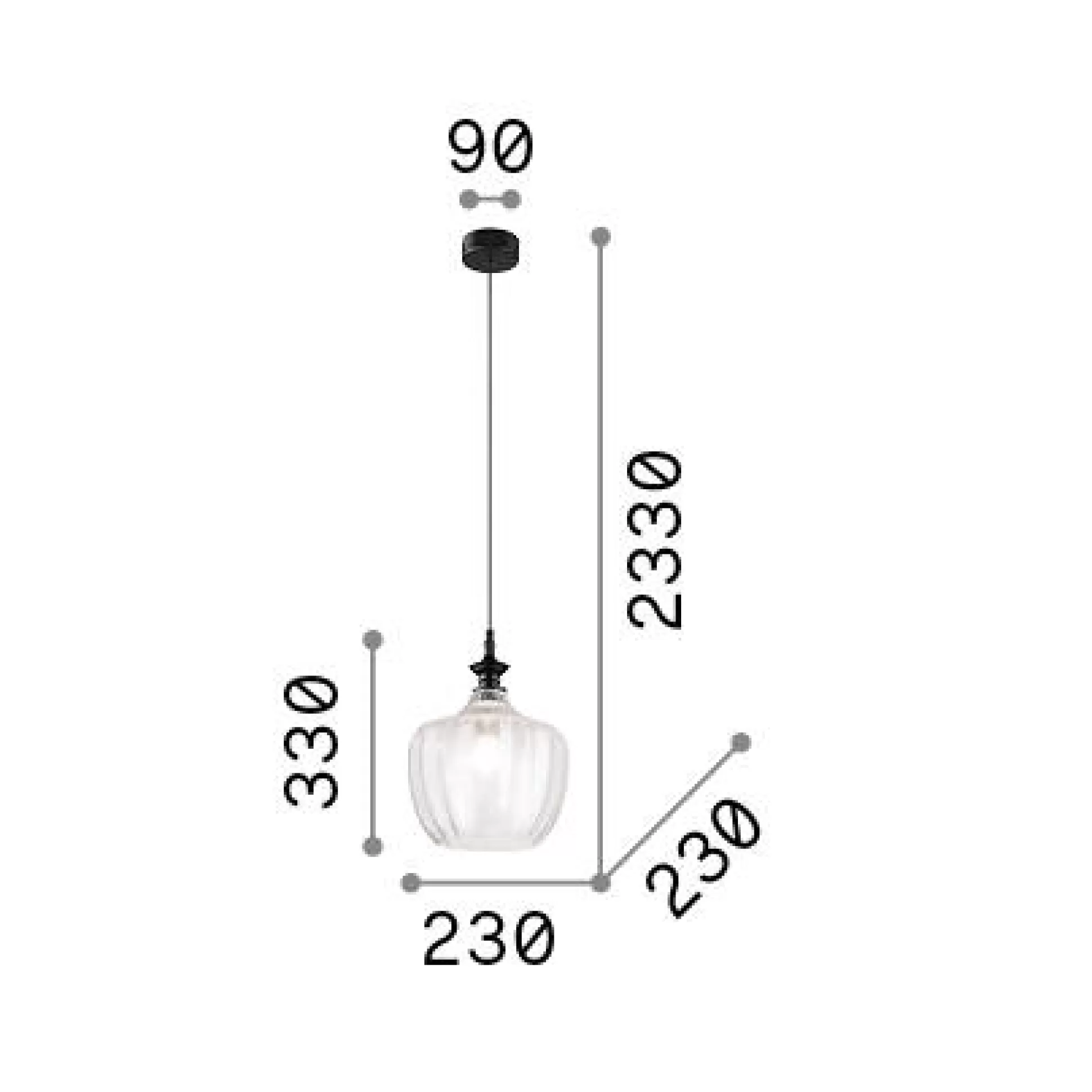 Dmora Lampade A Sospensione<Ideal-Lux - Lampada a sospensione LORD SP1 FUME', 23 x 23 x h58 cm,