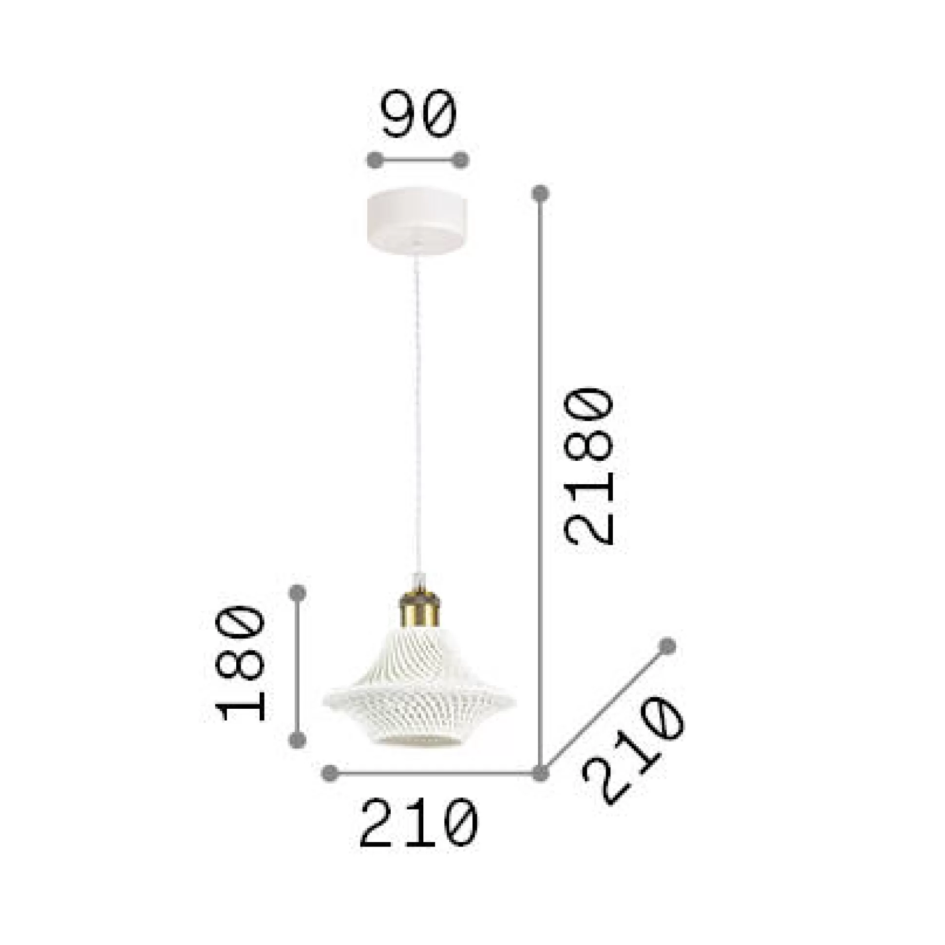 Dmora Lampade A Sospensione<Ideal-Lux - Lampada a sospensione LUGANO SP1 D21, 21 x 21 x h43 cm,