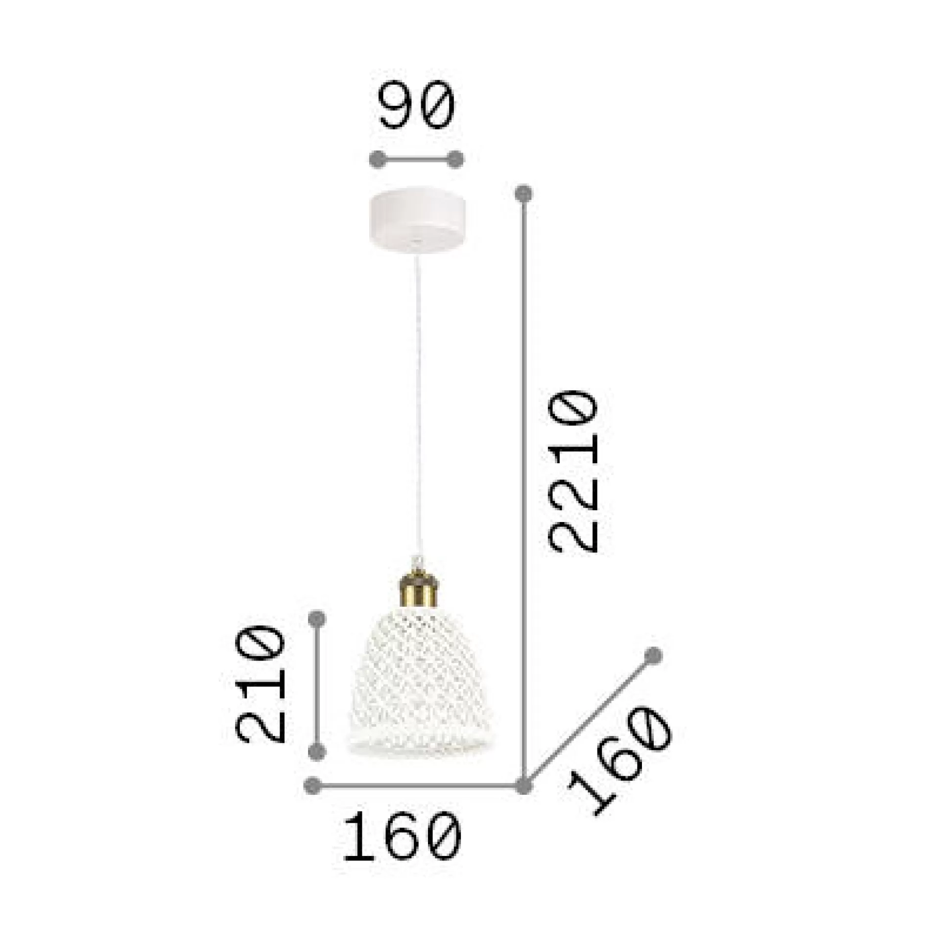 Dmora Lampade A Sospensione<Ideal-Lux - Lampada a sospensione LUGANO SP1 D16, 16 x 16 x h46 cm,