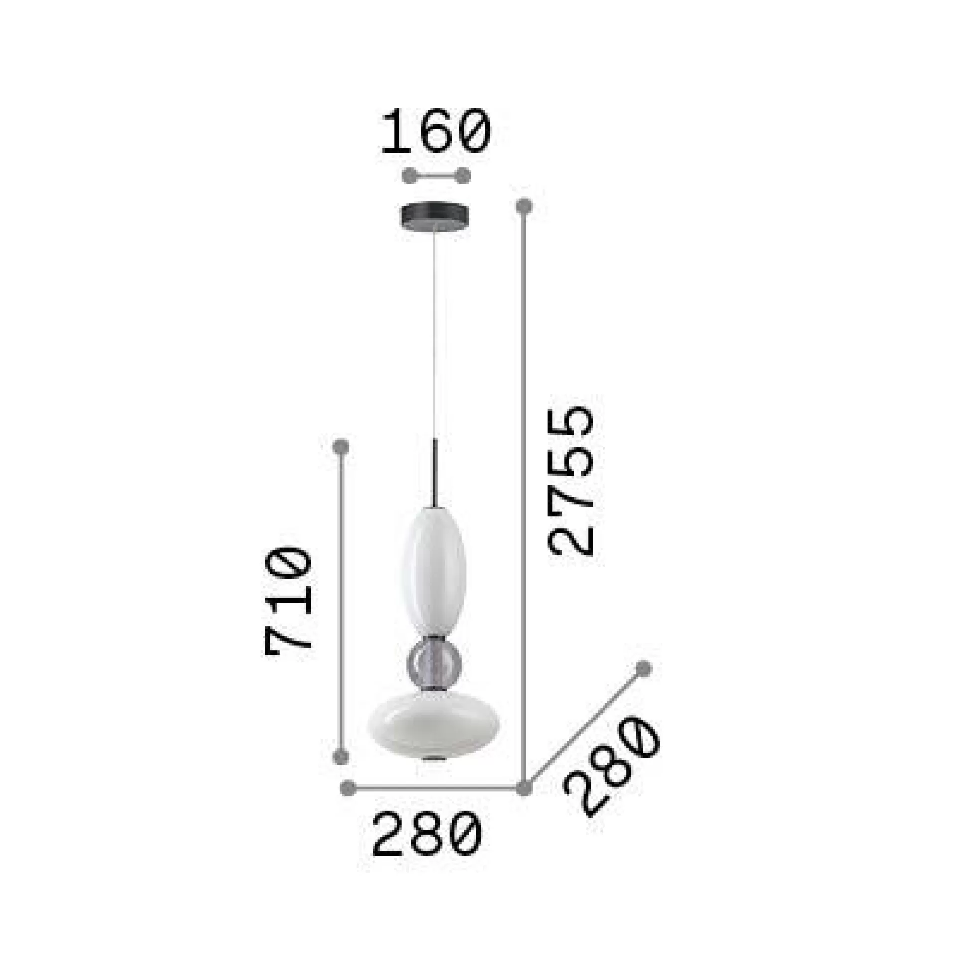 Dmora Lampade A Sospensione<Ideal-Lux - Lampada a sospensione LUMIERE-1 SP, 28 x 28 x h276 cm,